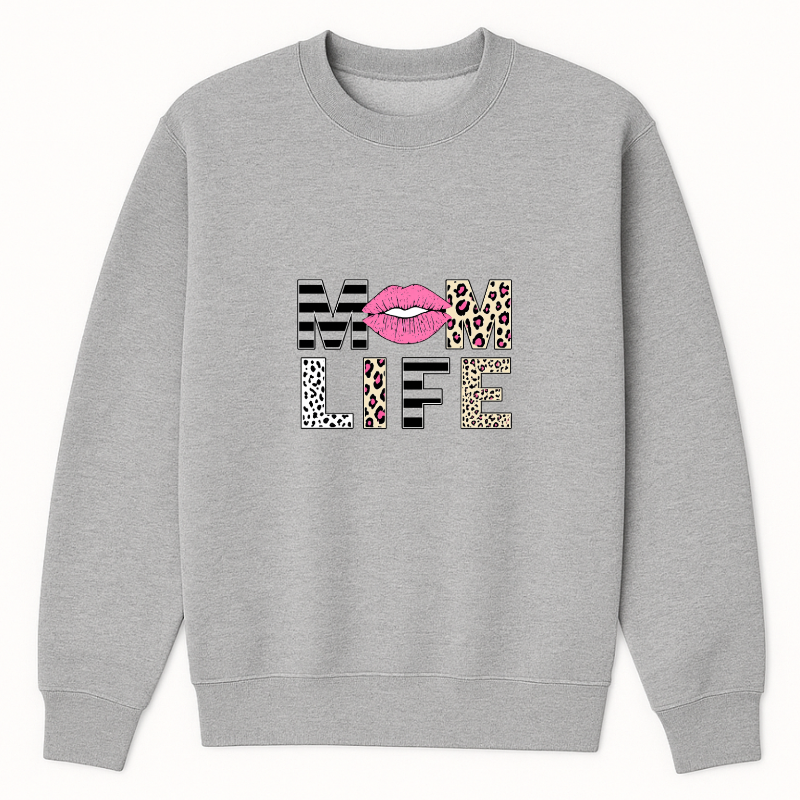 Mom Life Crewneck Sweatshirt - Sports Grey mockup