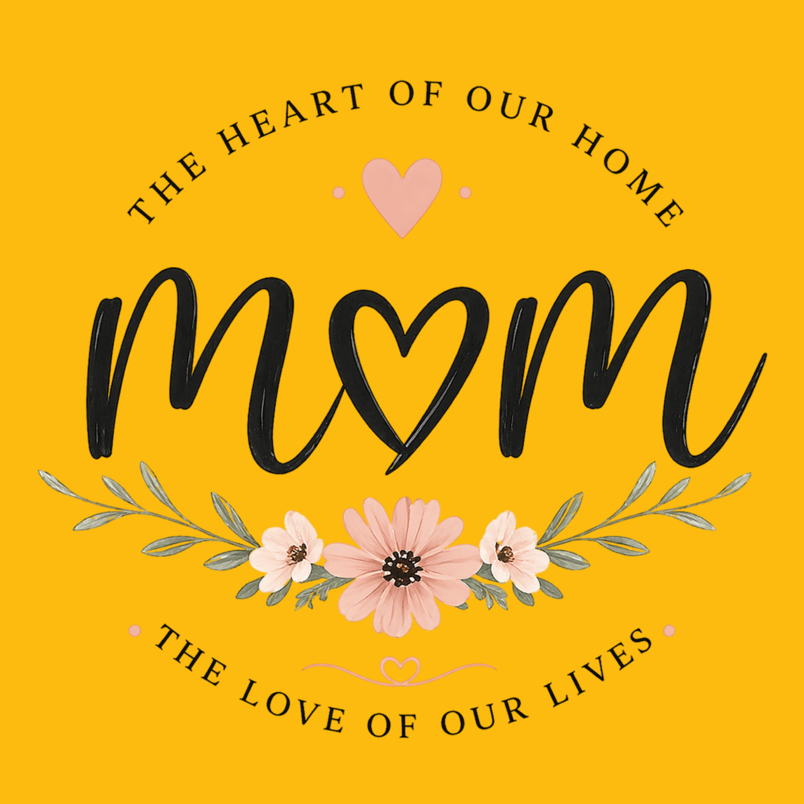 Mom The Heart Of Our Home Hoodie - Yellow design preview