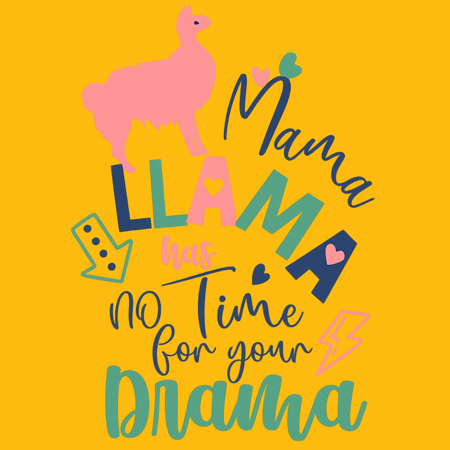 Mama Llama Hoodie - Yellow design preview