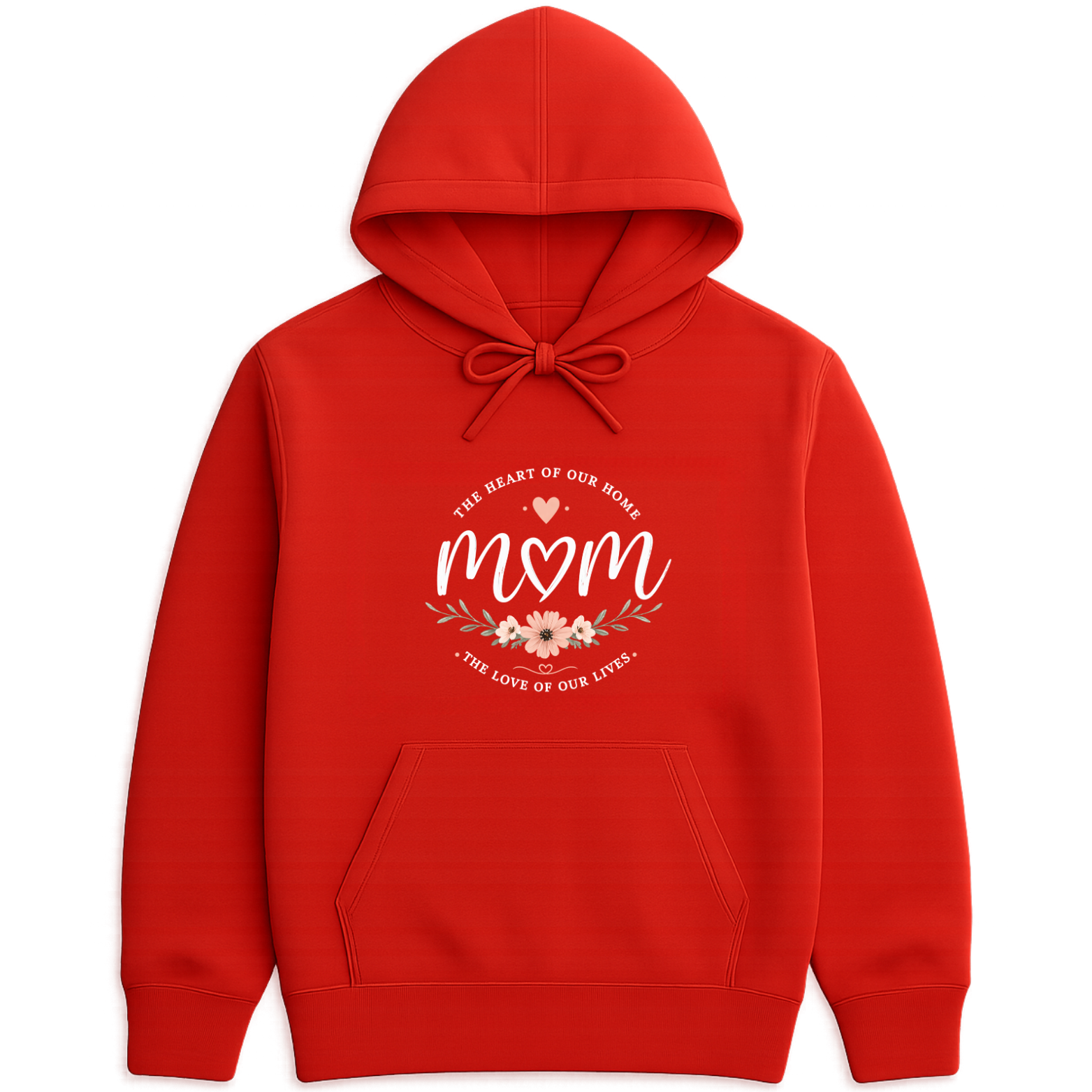 Mom The Heart Of Our Home Hoodie - Red mockup