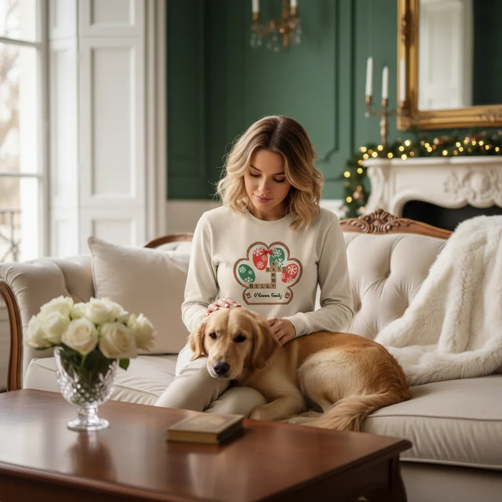Paw Christmas Crossword Long Sleeve T-Shirt