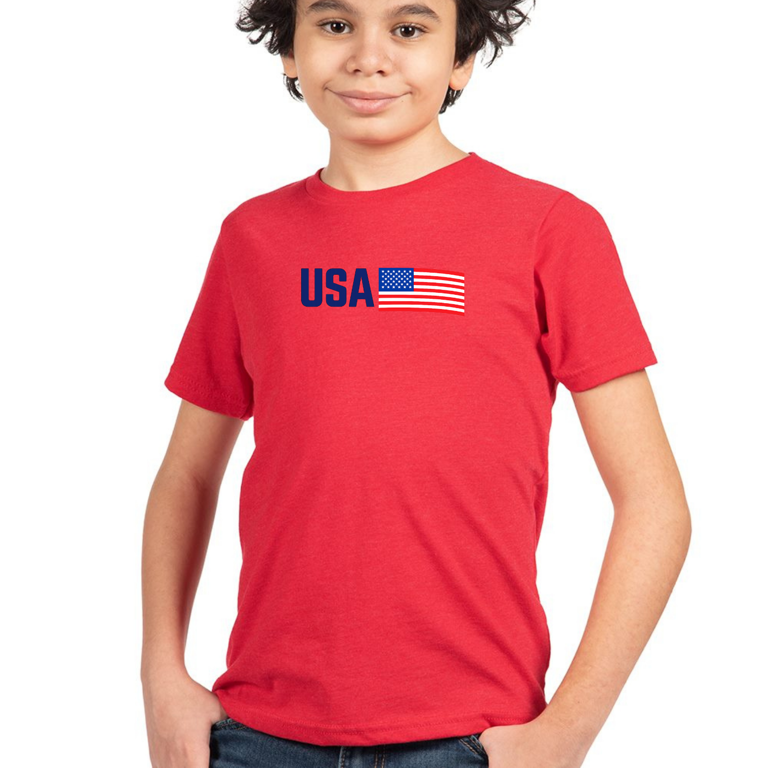 USA Youth Triblend Tee - Red front mockup