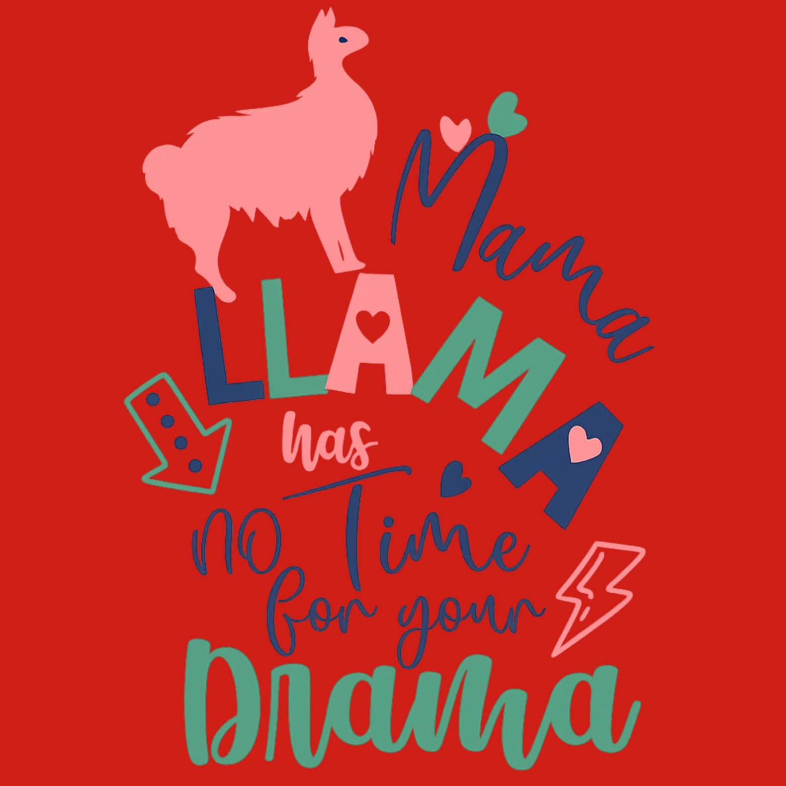 Mama Llama Hoodie - Red design preview