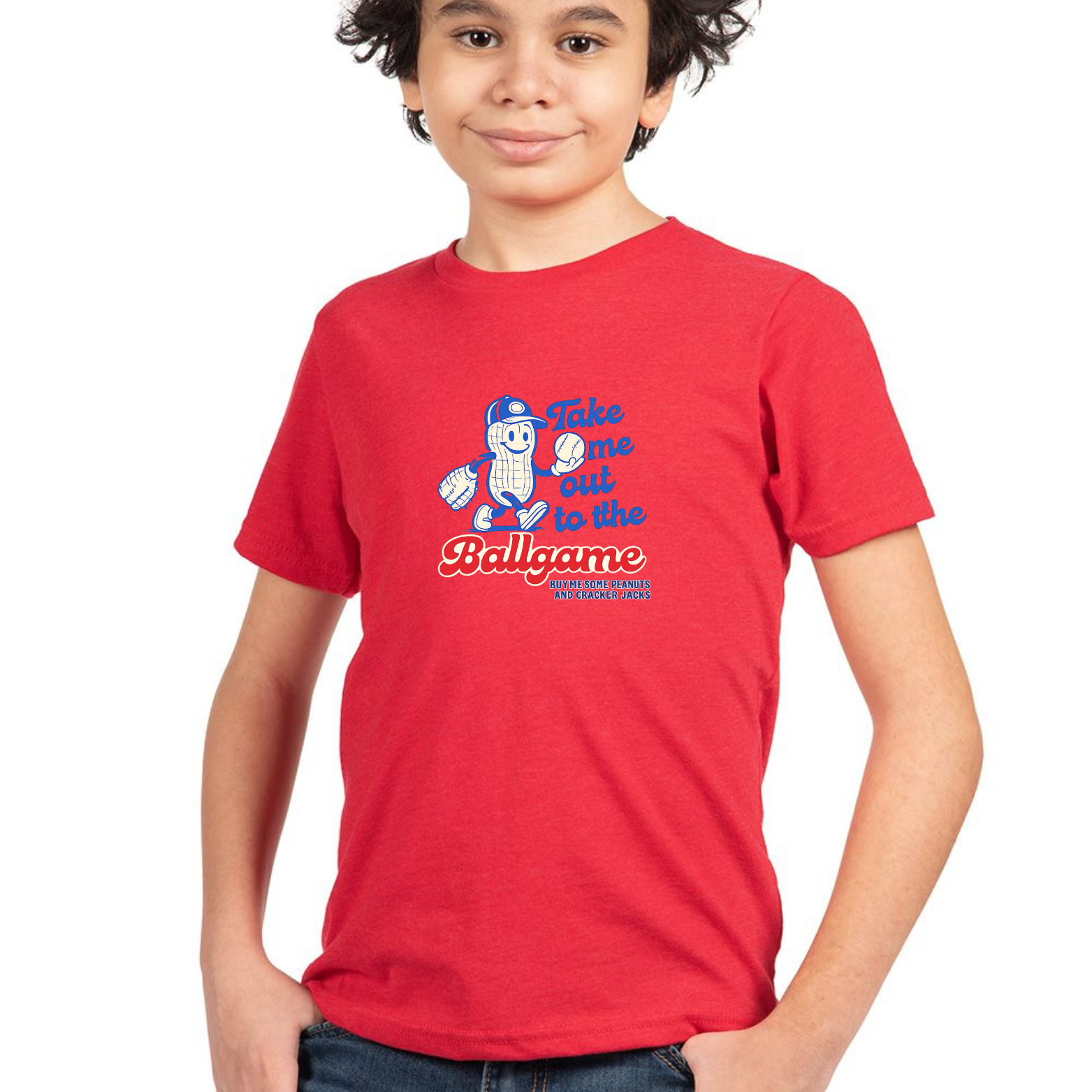Take Me Out To The Ballgame Youth Triblend Tee - Red front mockup