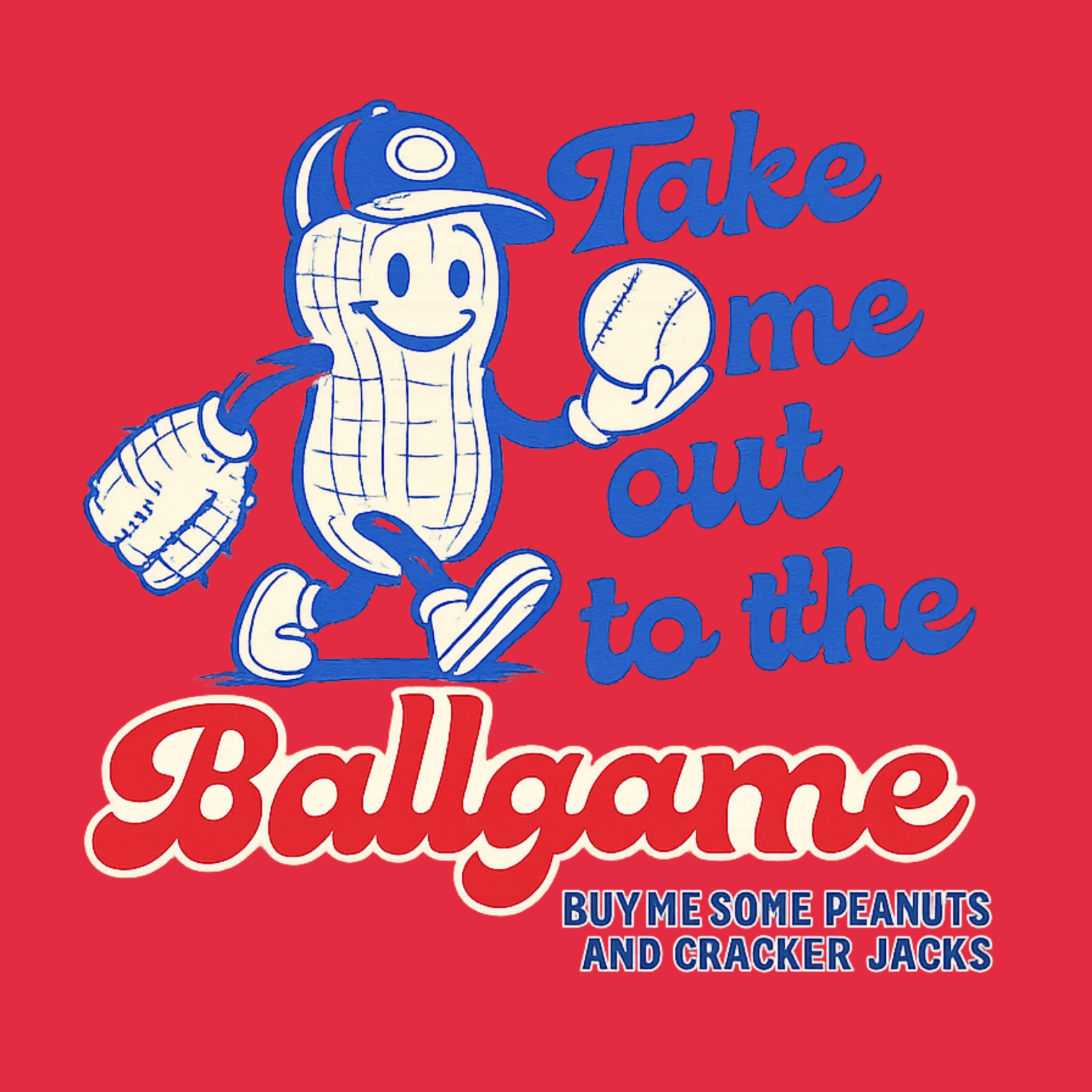 Take Me Out To The Ballgame Youth Triblend Tee - Red design preview