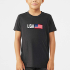USA Youth Triblend Tee - Black Heather front mockup