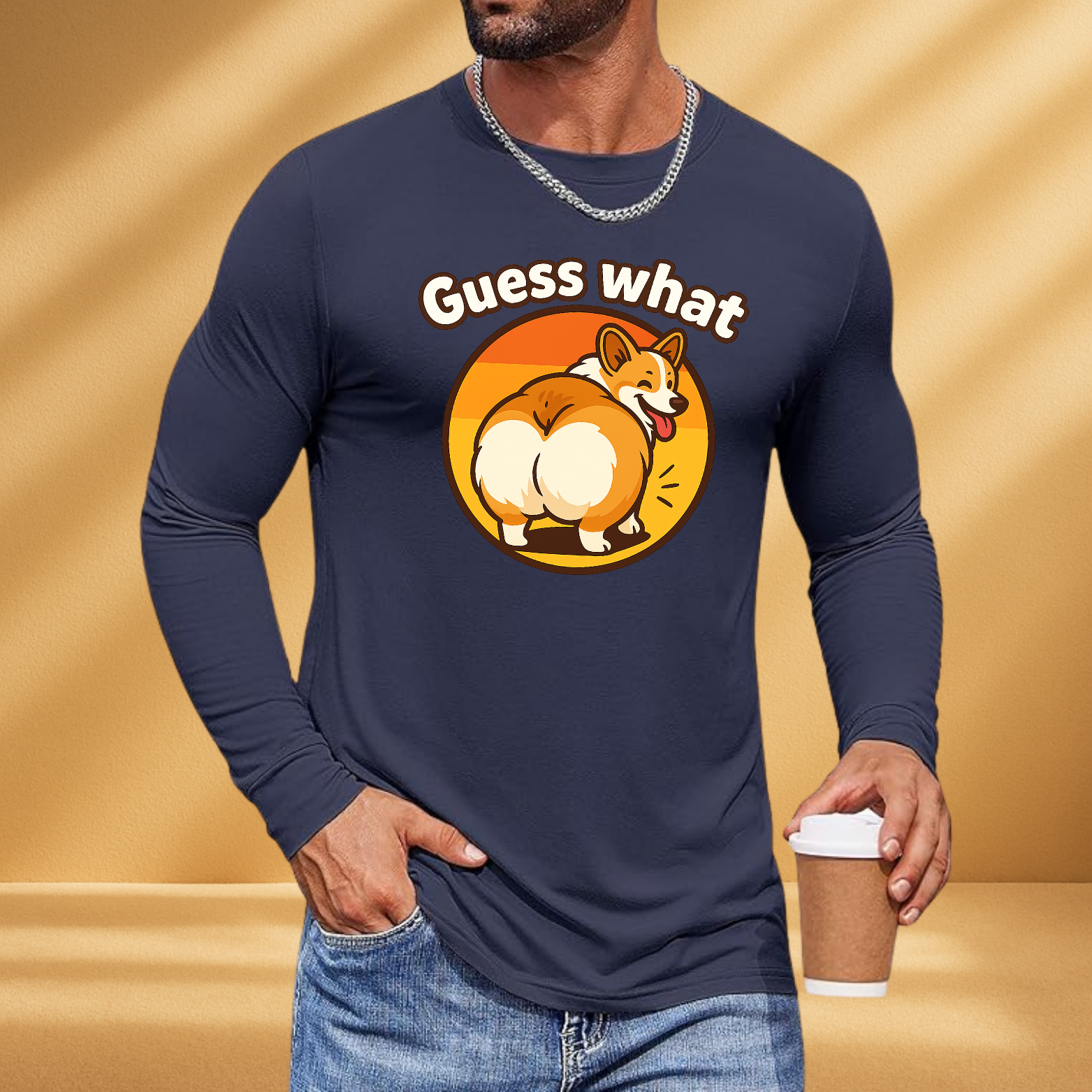 Guess What Corgi Long Sleeve Tee – Funny Dog Lover Graphic Shirt
