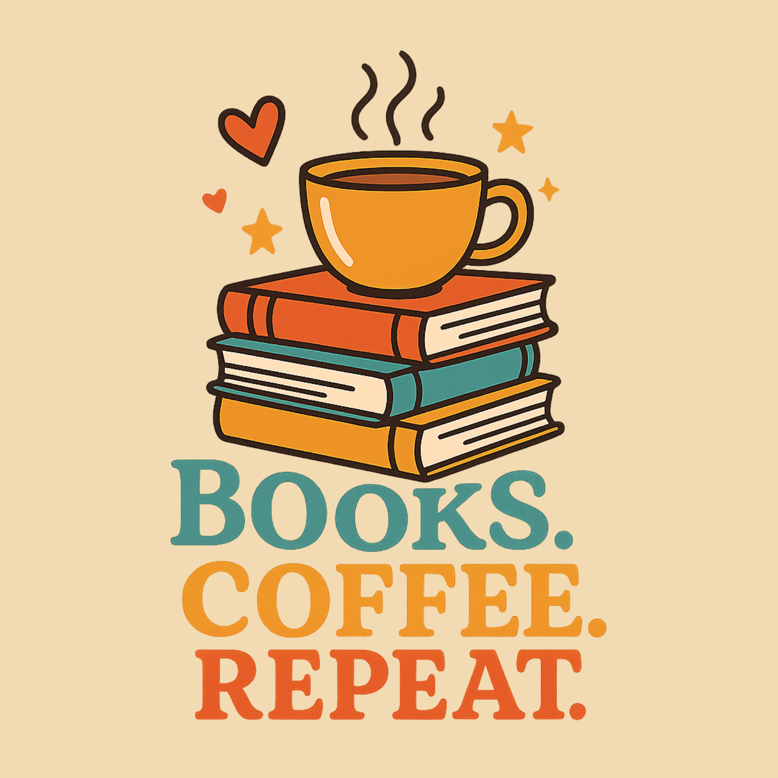 Books Coffee Repeat Long Sleeve Tee – Funny Reading & Coffee Lover Shirt