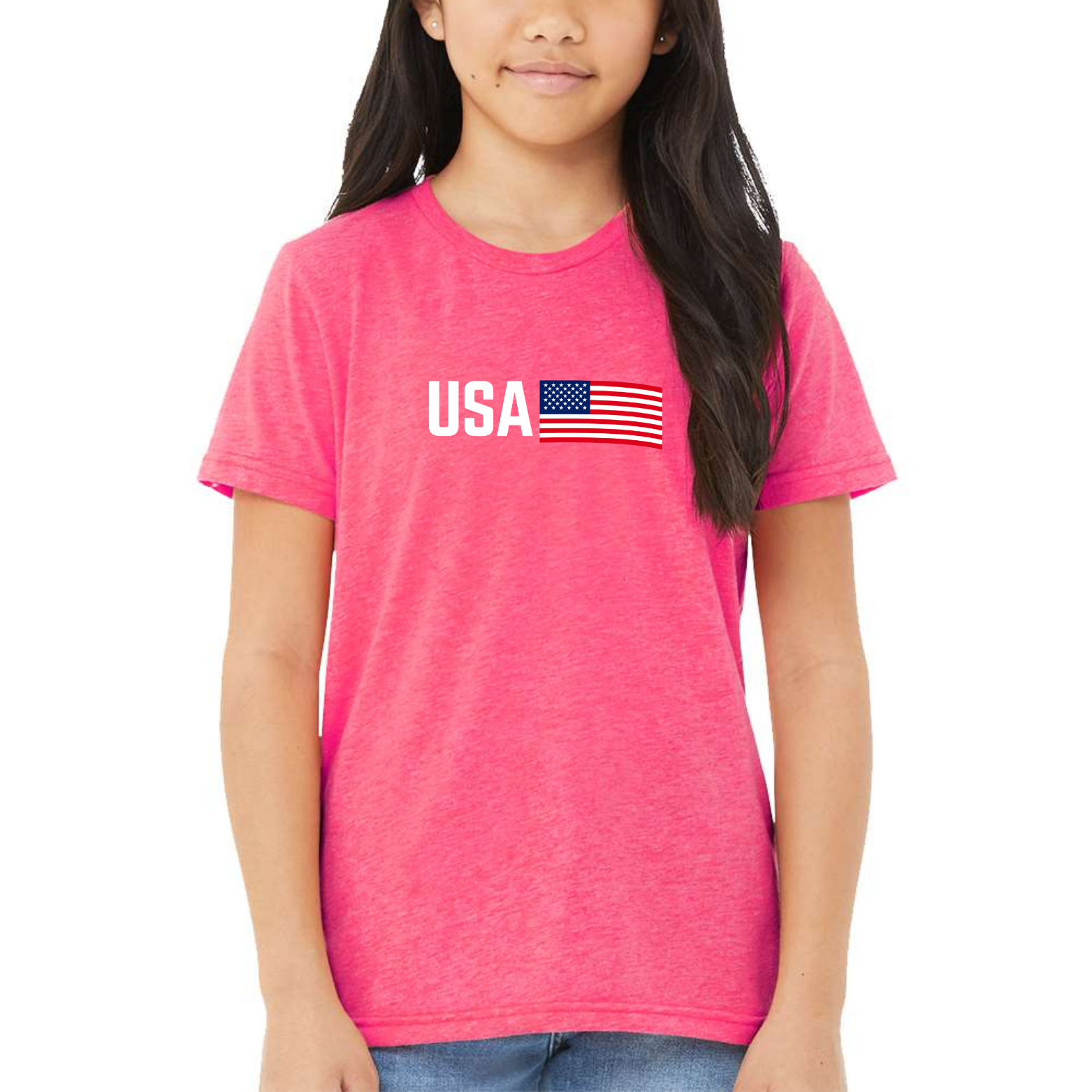 USA Youth Triblend Tee - Pink front mockup