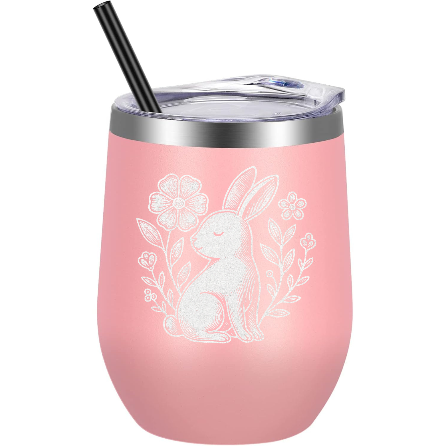 Cute Bunny Wine Tumbler - Pink