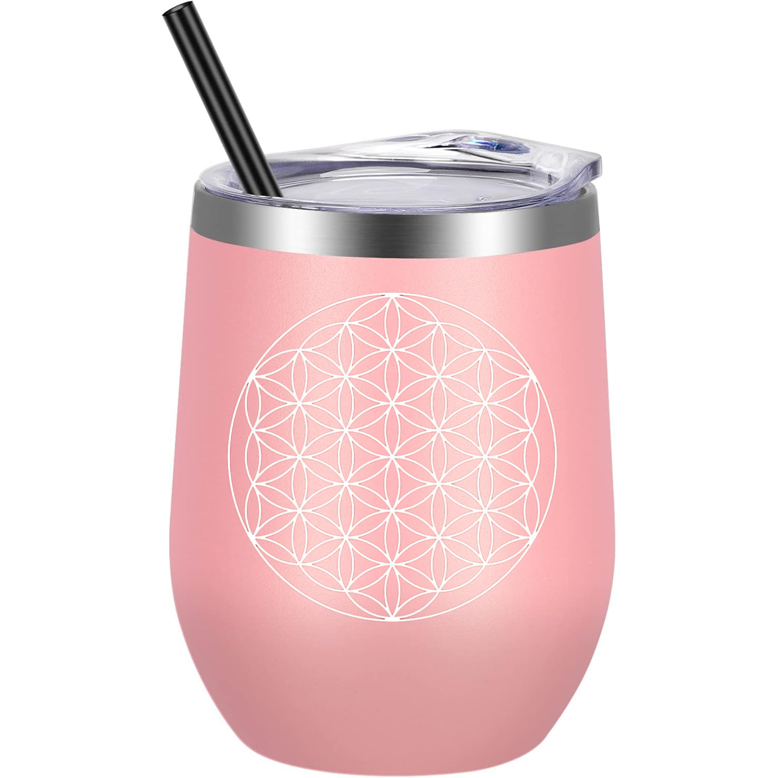 Flower of Life Wine Tumbler - Pink