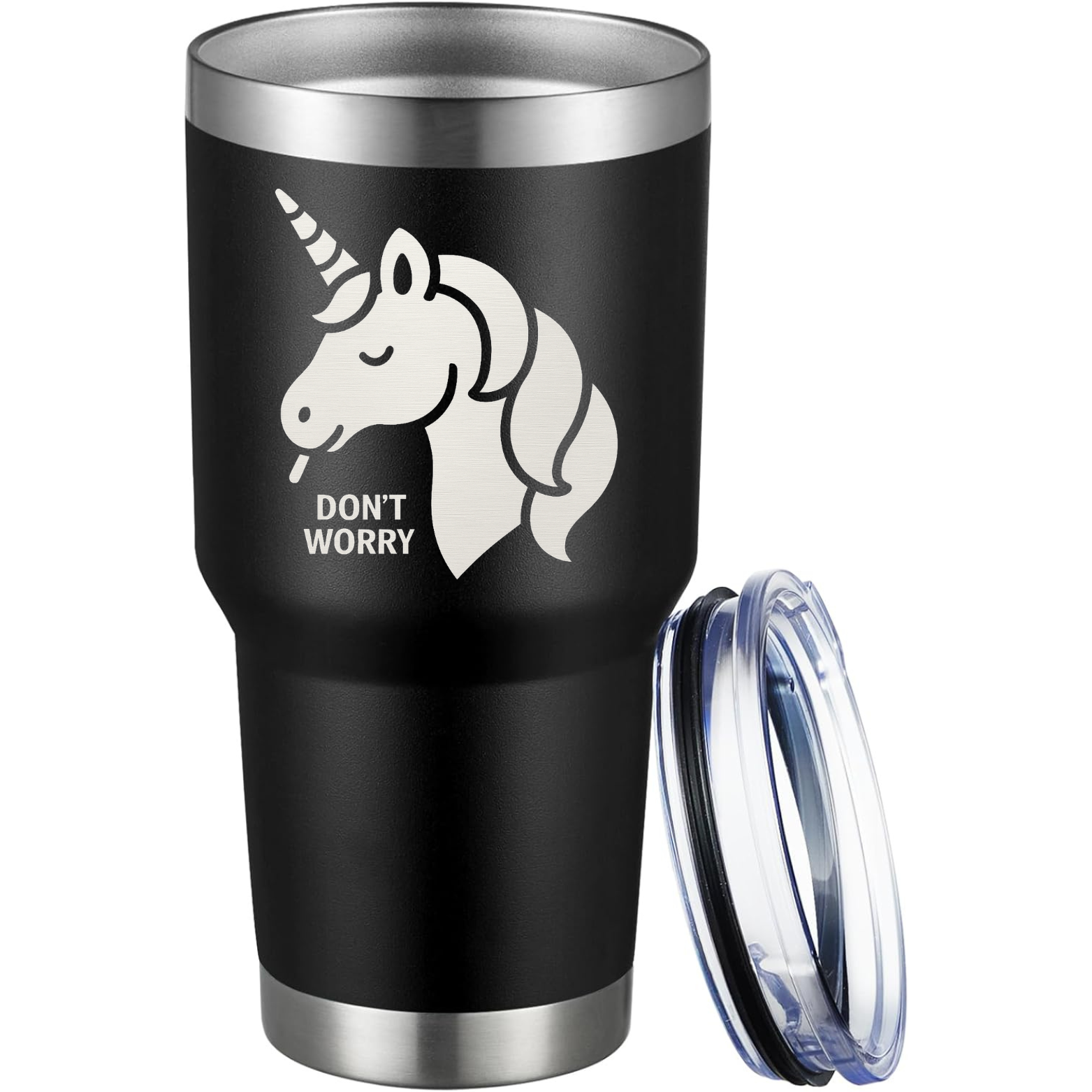 Don't Worry Unicorn 30oz Tumbler - Black
