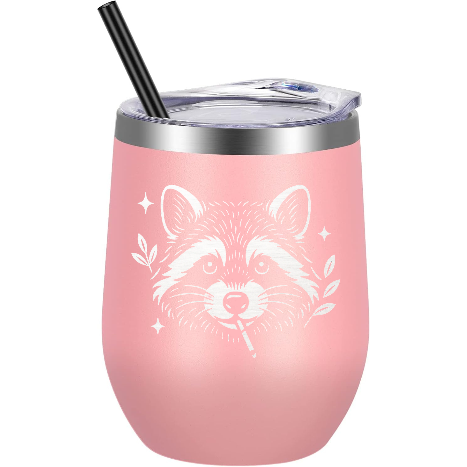 Cool Raccoon Wine Tumbler - Pink