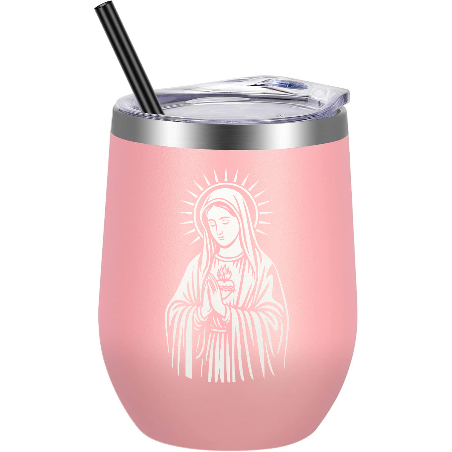 Virgin Mary Wine Tumbler - Pink