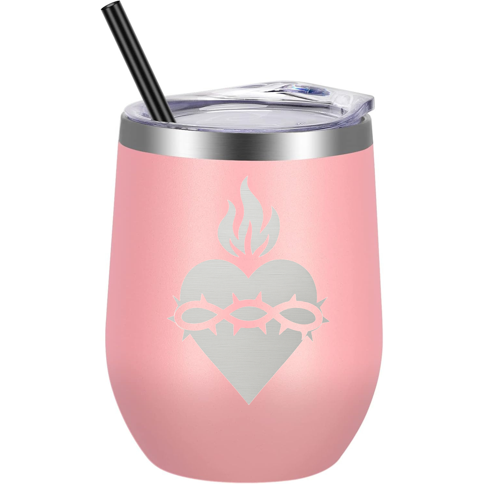 Sacred Heart Wine Tumbler - Pink