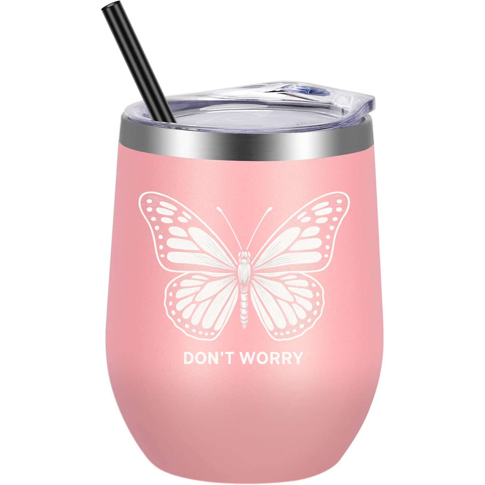 Butterfly Wine Tumbler - Pink