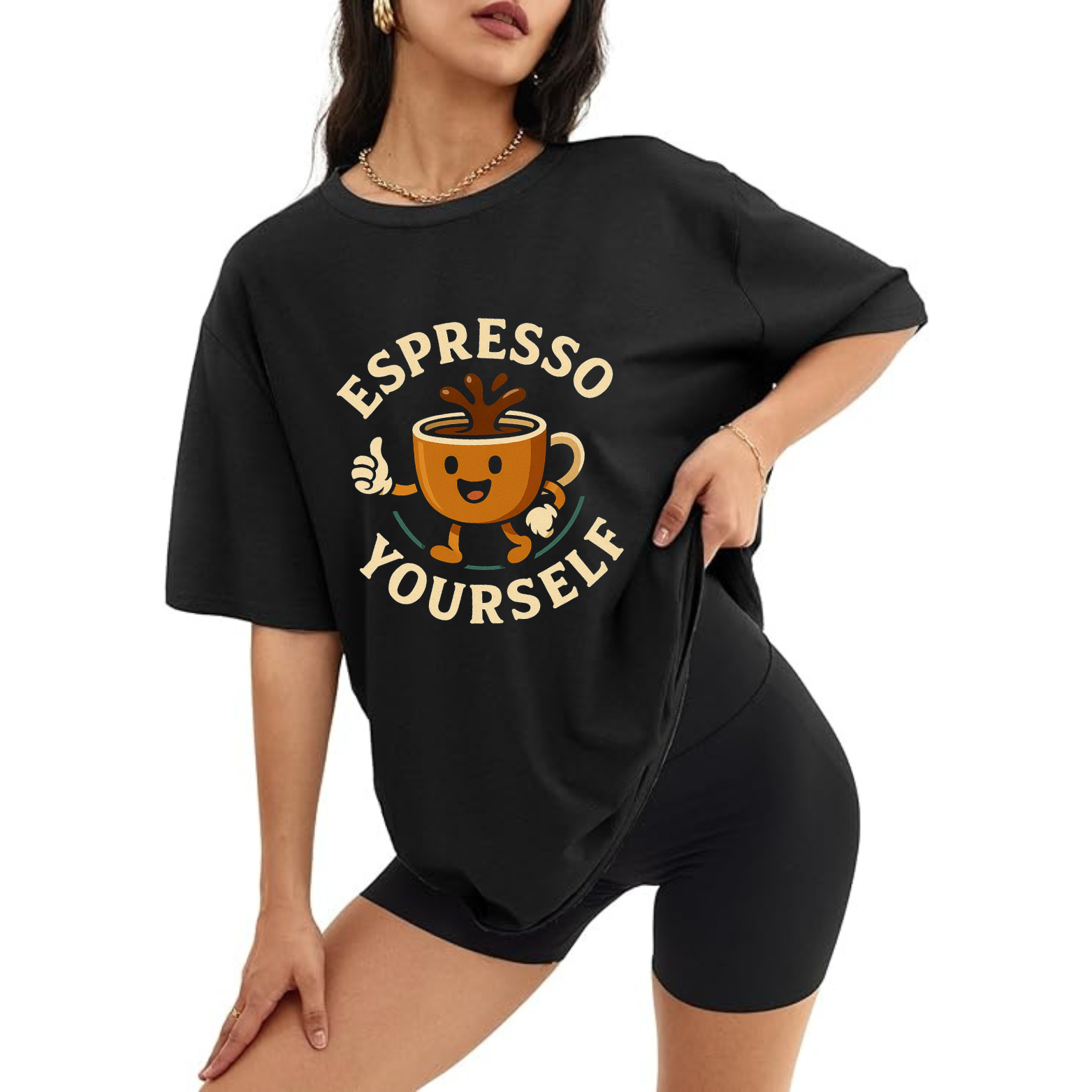 Espresso Yourself Women's Oversized Tee - Black