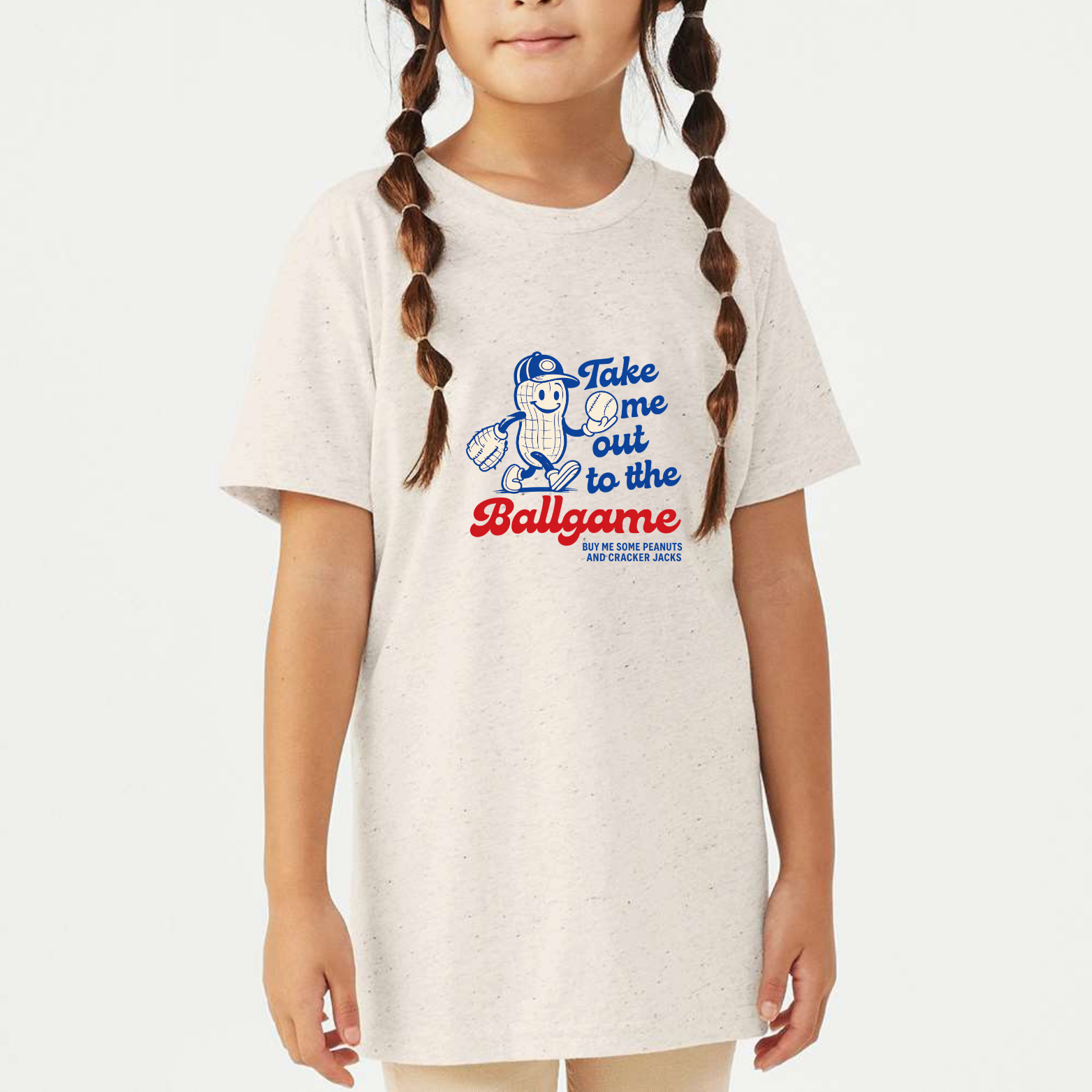 Take Me Out To The Ballgame Youth Triblend Tee - White front mockup