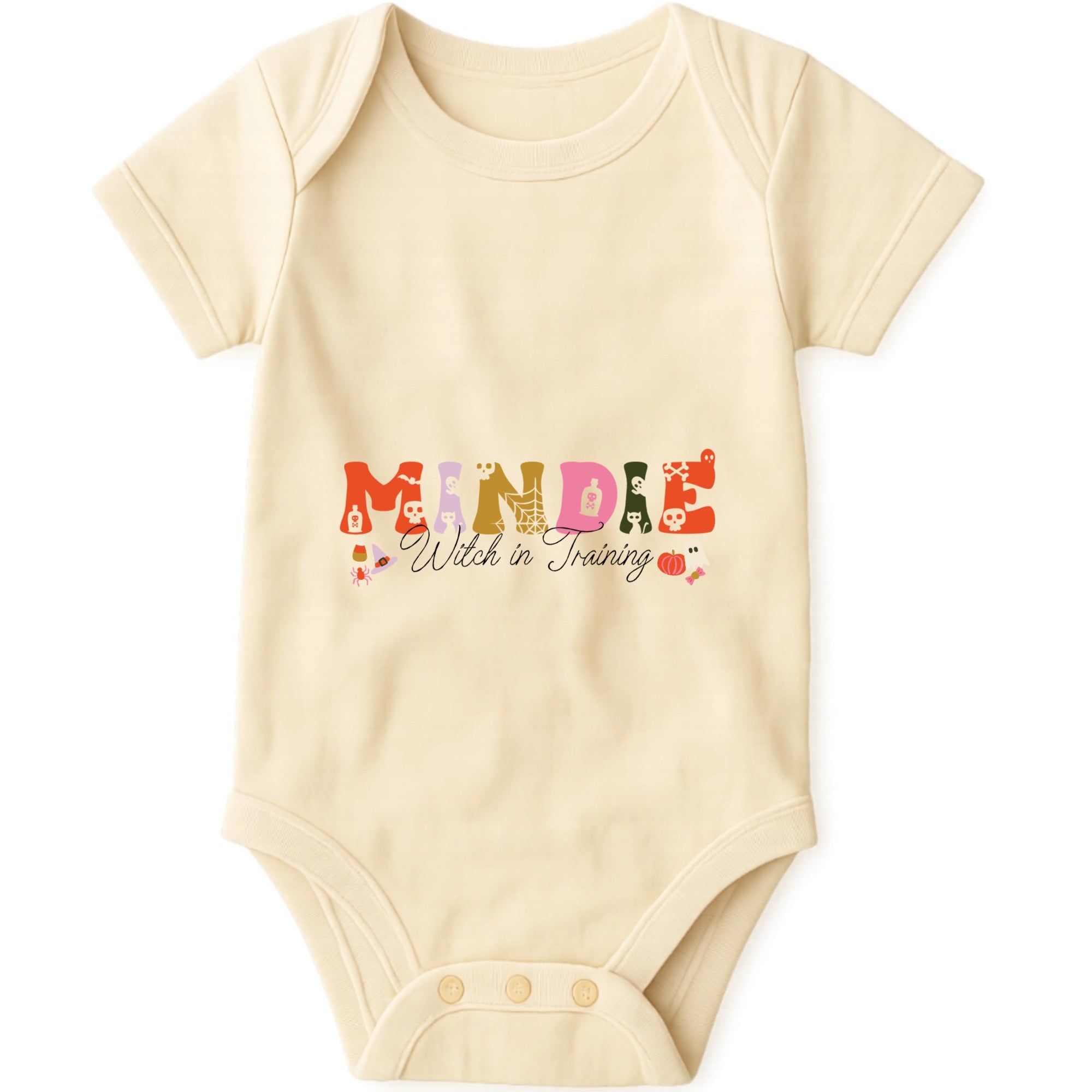Spooky Cute Name Baby Onesie hero product mockup