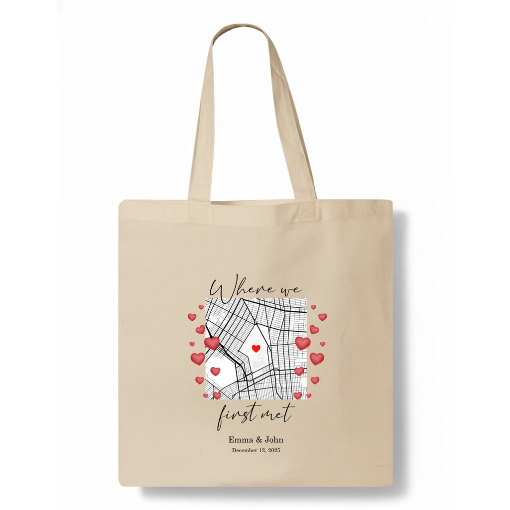 Where we first met - Valentine Tote Bag hero product mockup