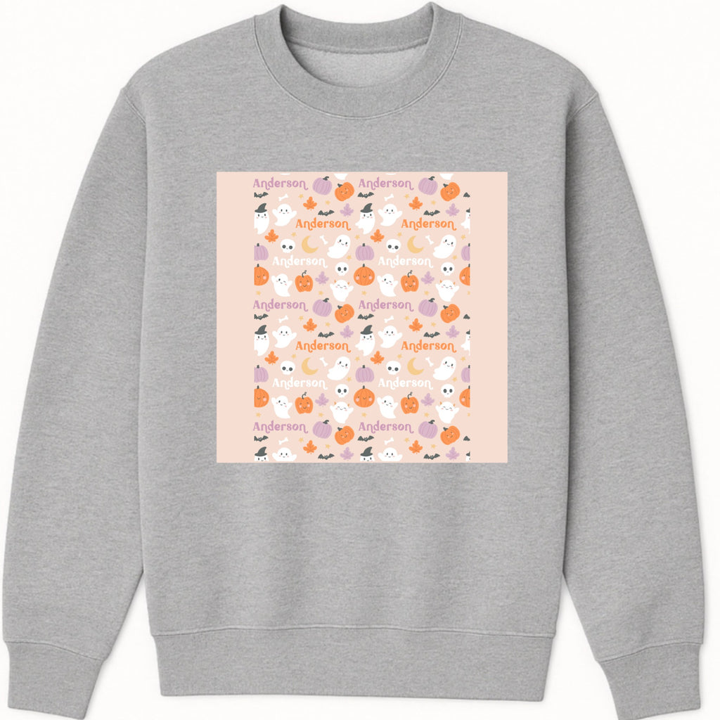 Cute Halloween Name Pattern Sweatshirt hero product mockup