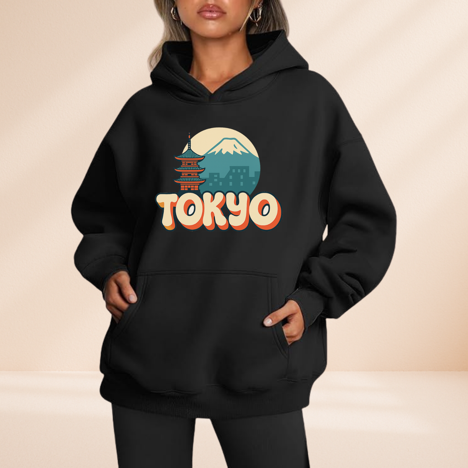 Tokyo Hoodie – Retro Travel Japan Graphic Sweatshirt – Mt. Fuji Cityscape Design