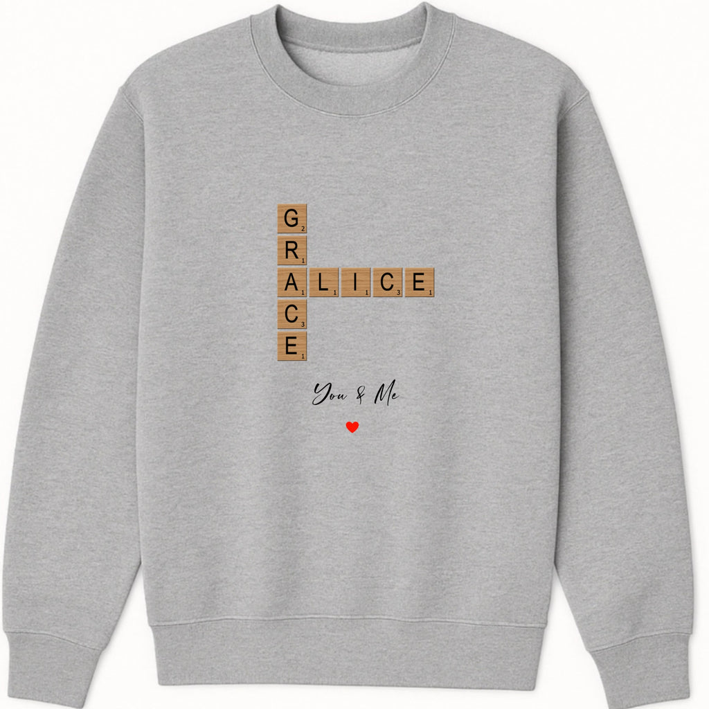 You and Me crossword Sweatshirt hero product mockup