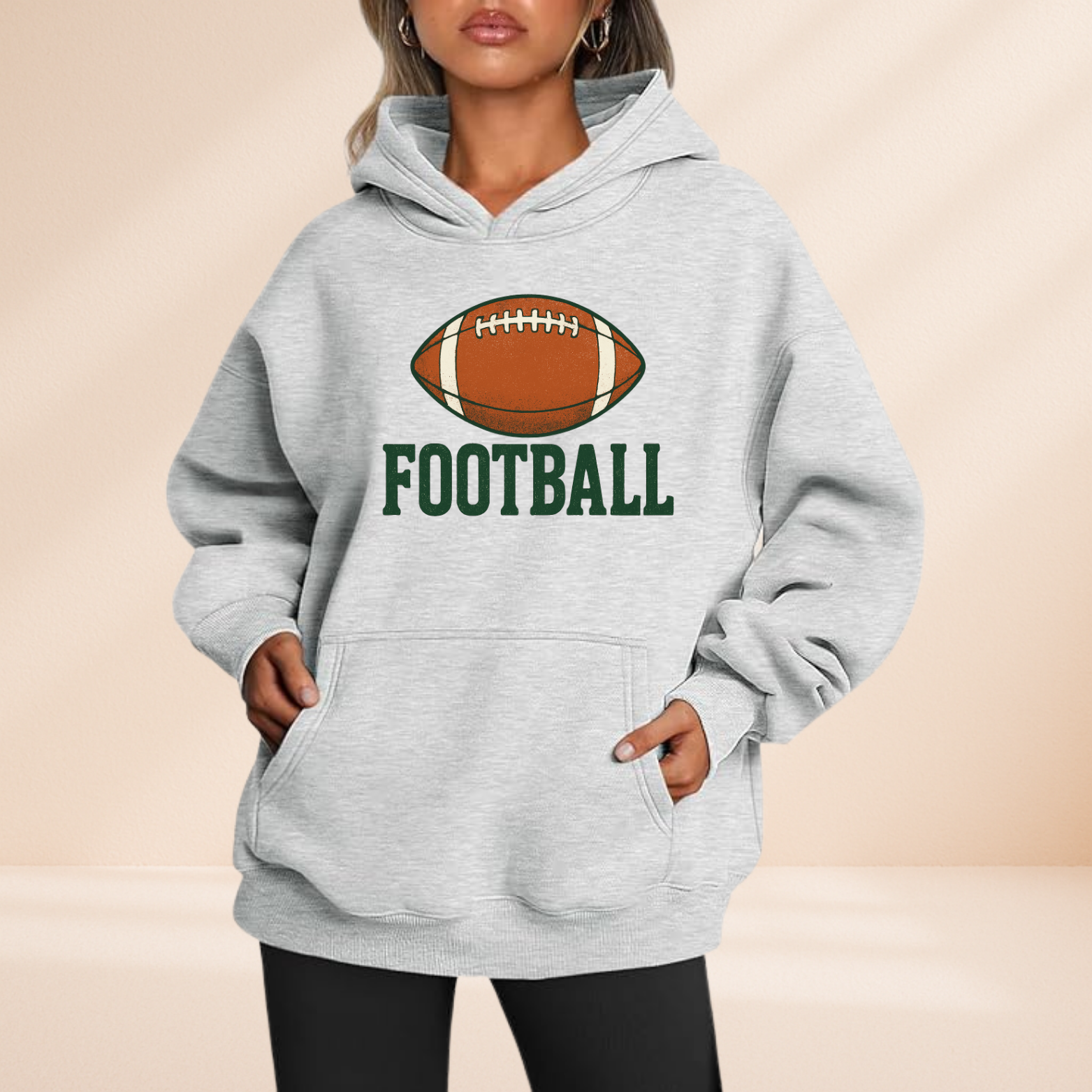 Football Hoodie – Vintage Sports Graphic Sweatshirt – Game Day Tailgate Apparel