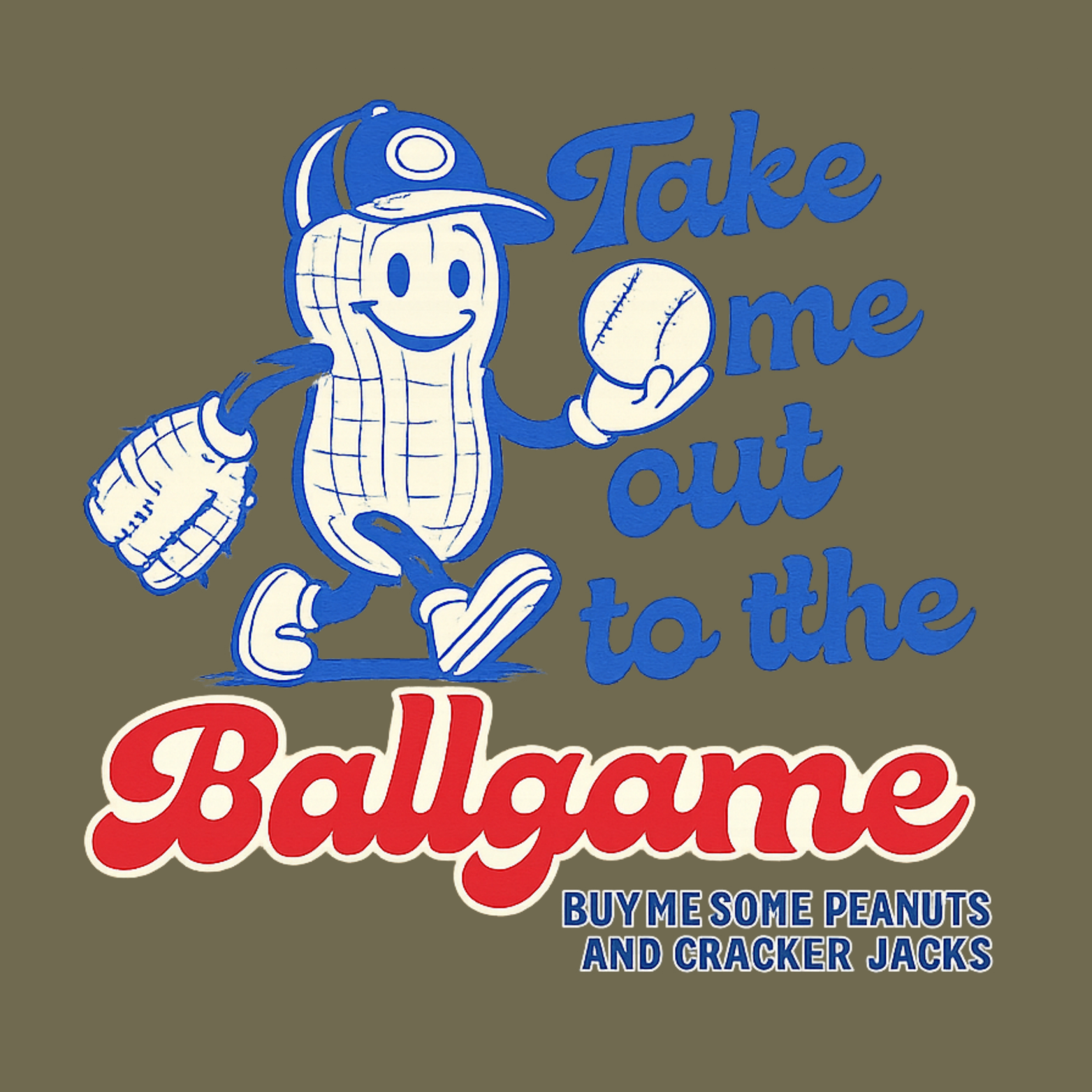 Take Me Out To The Ballgame Youth Triblend Tee - Military Green design preview