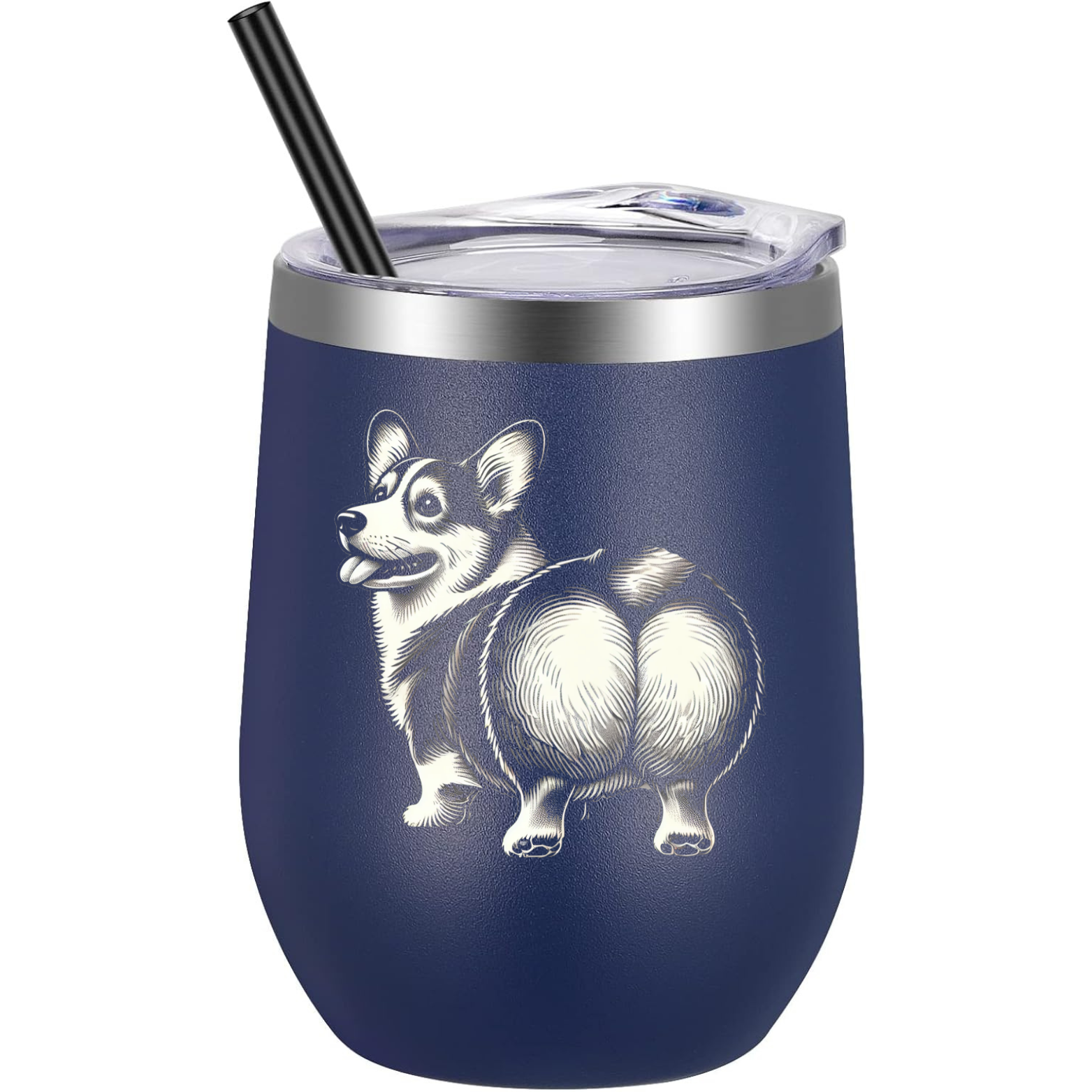 Corgi Wine Tumbler - Navy