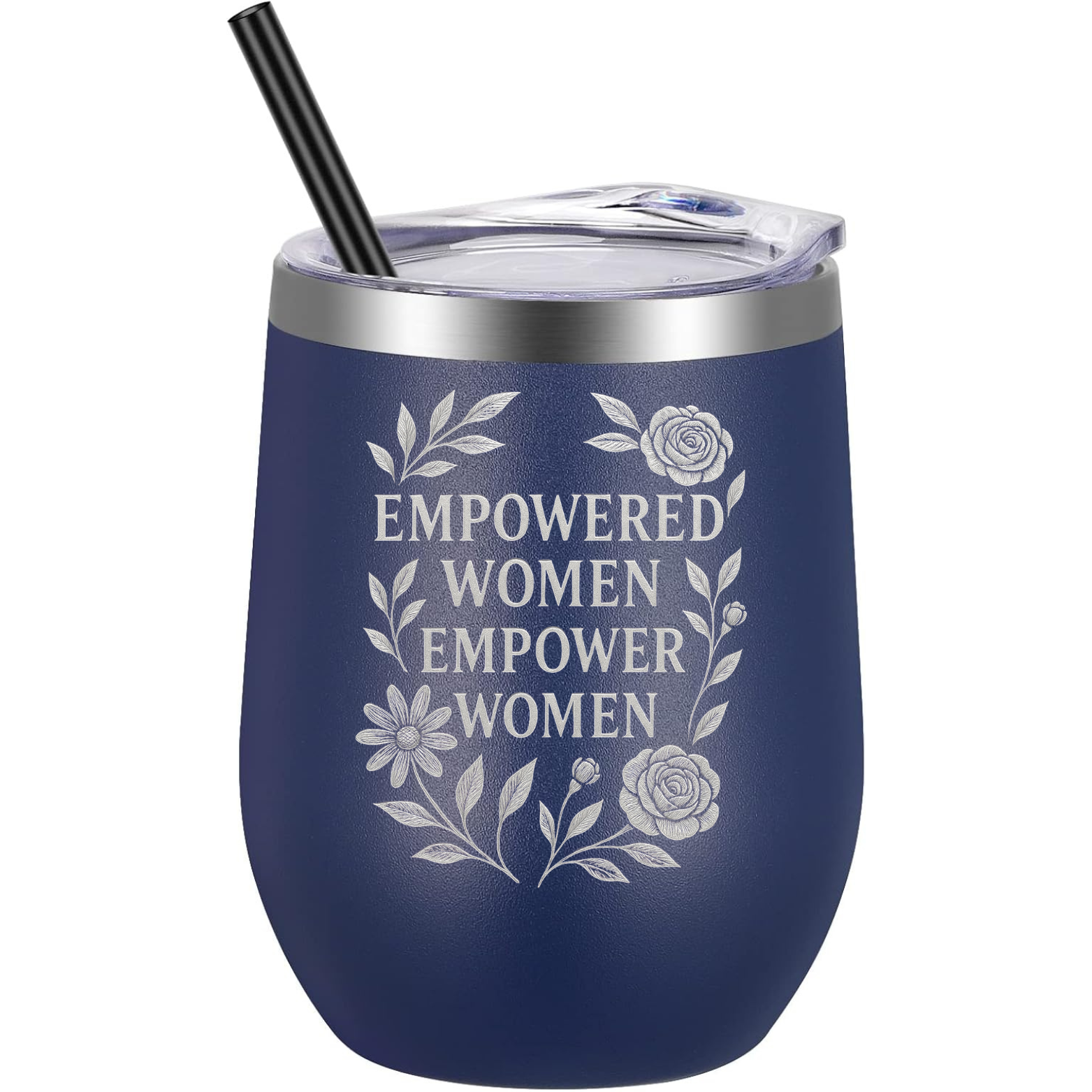 Empowered Women Wine Tumbler - Navy