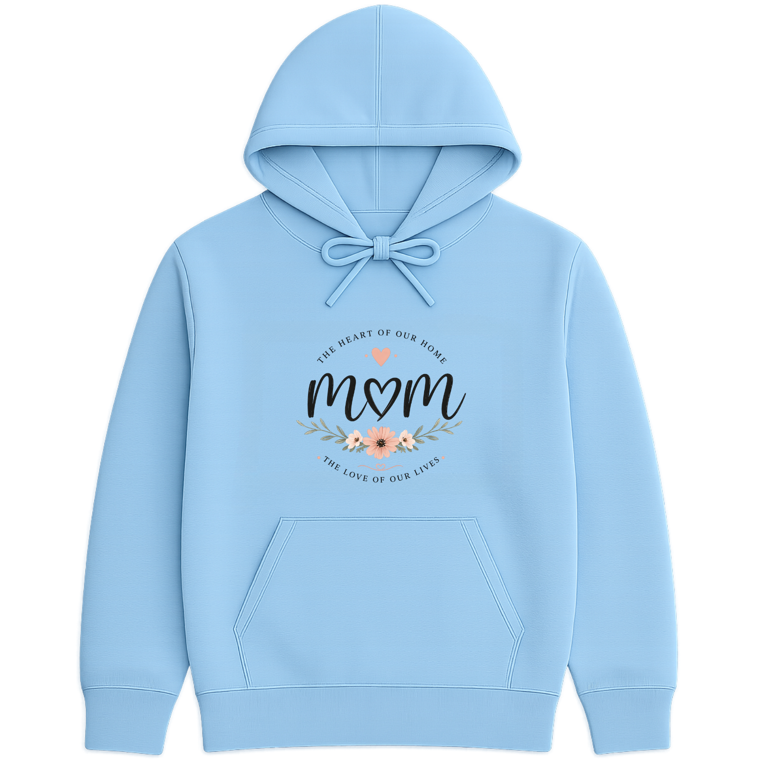 Mom The Heart Of Our Home Hoodie - Blue mockup