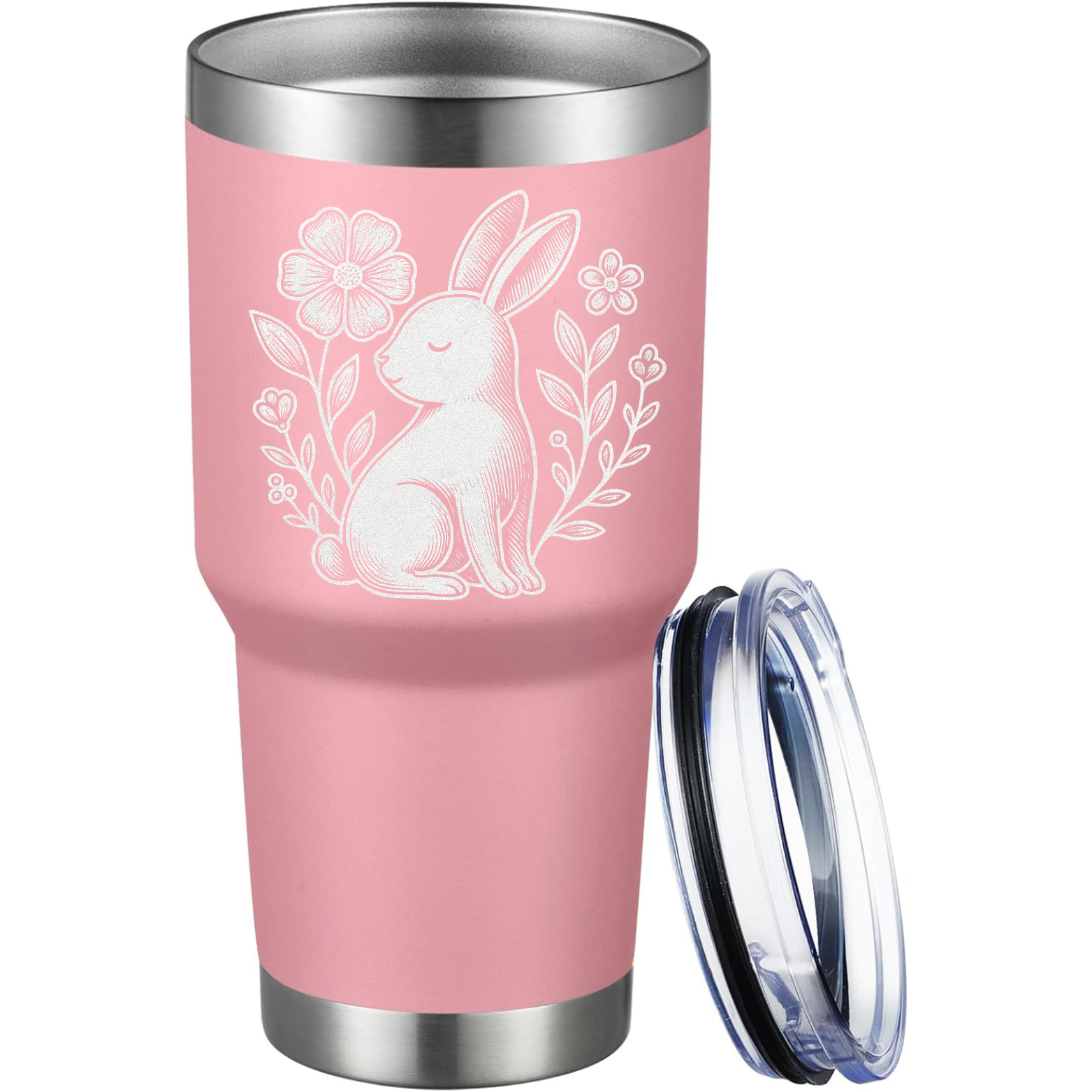 Floral Bunny 30oz Tumbler - Pink