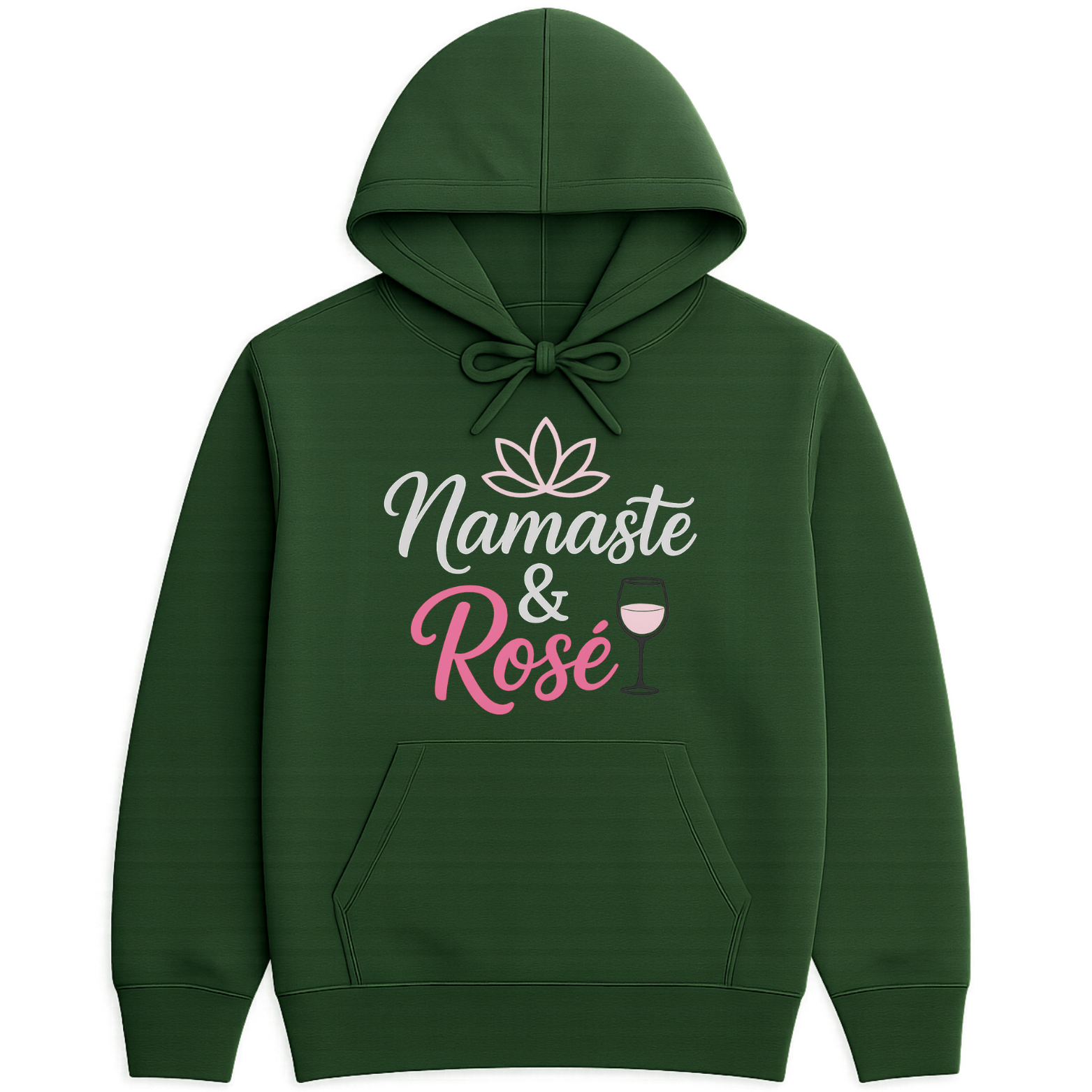 Namaste And Rose Hoodie - Forest Green