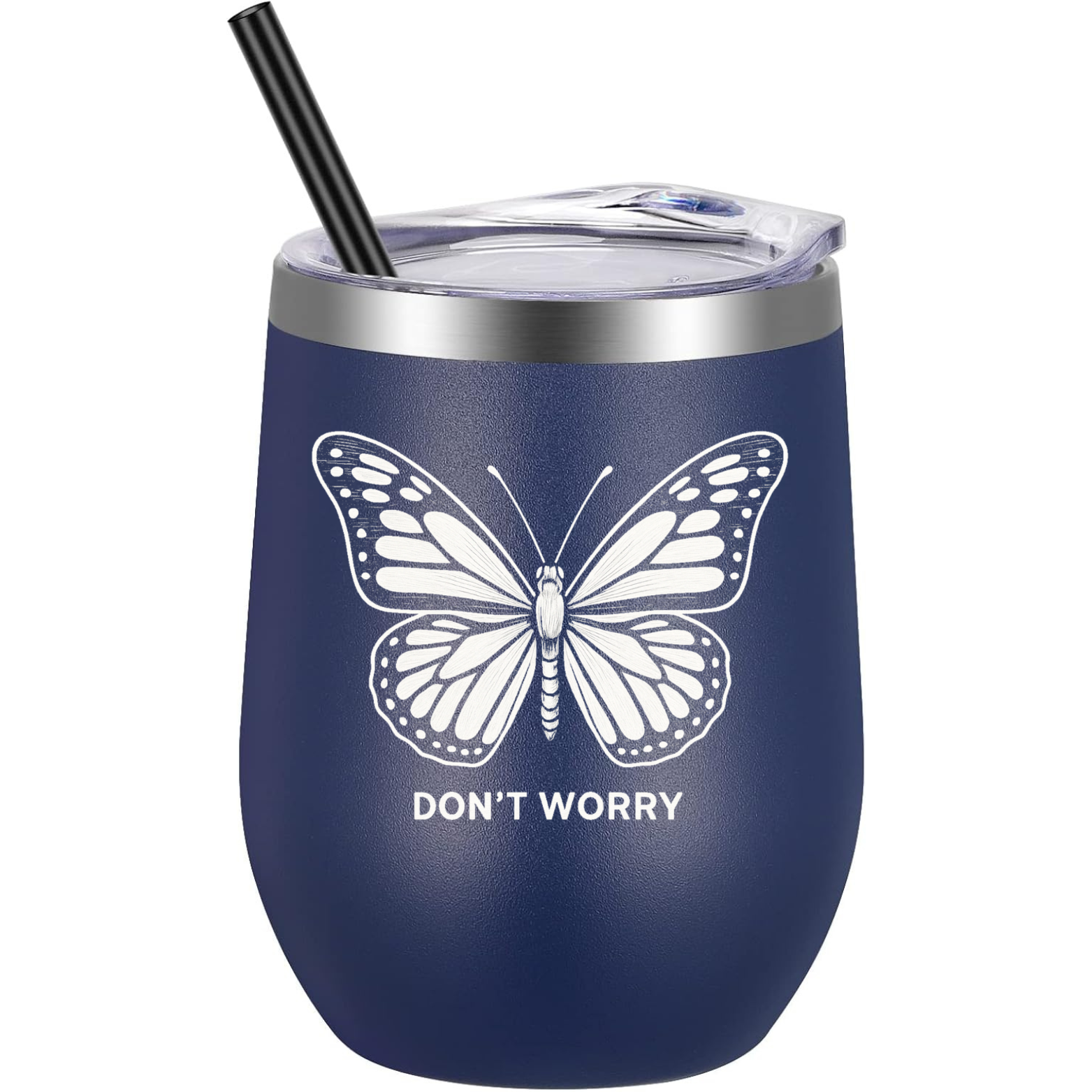 Butterfly Wine Tumbler - Navy
