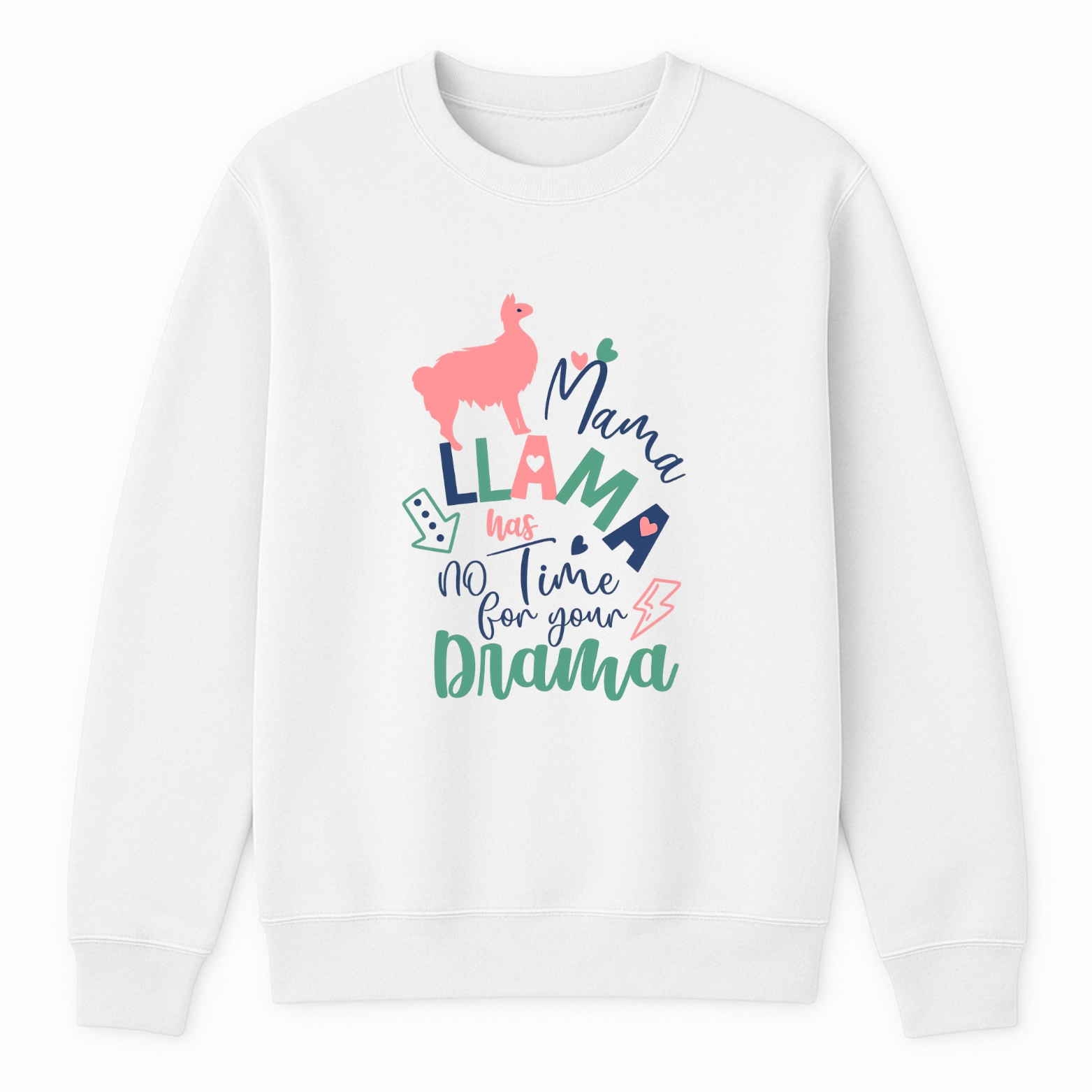 Mama Llama Crewneck Sweatshirt - White mockup