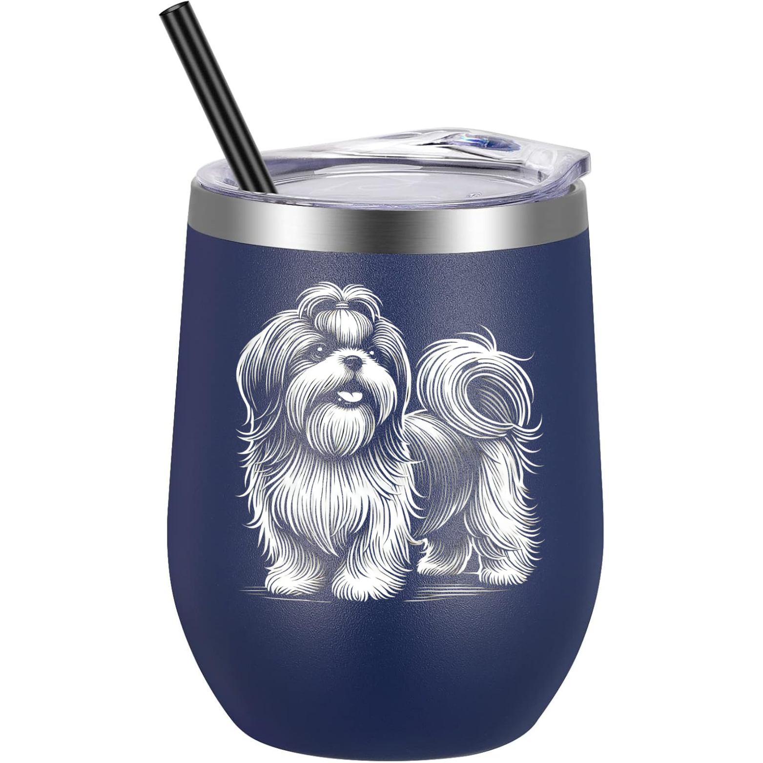 Shih Tzu Wine Tumbler - Navy