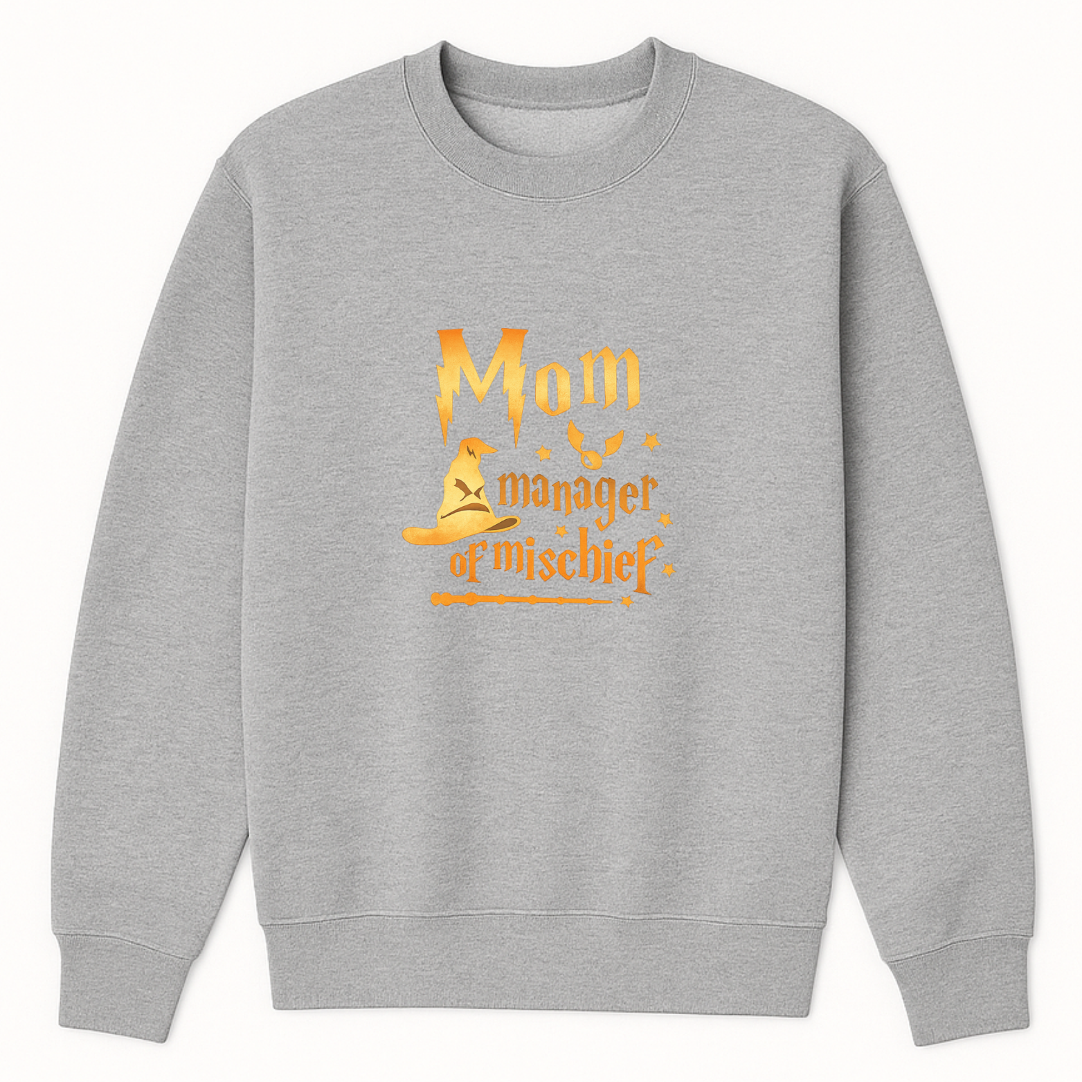 Mom Manager Of Mischief Crewneck Sweatshirt - White mockup