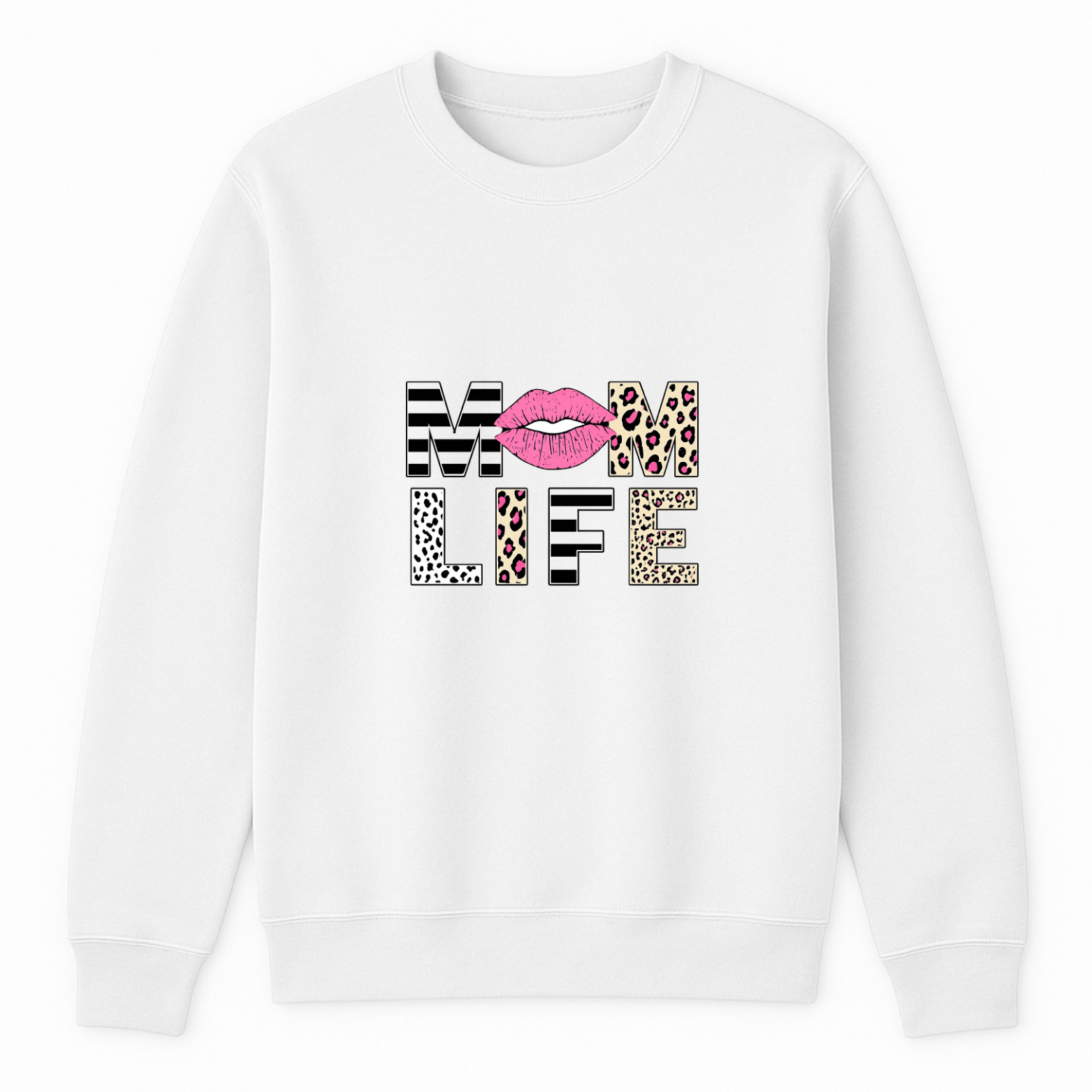 Mom Life Crewneck Sweatshirt - White mockup