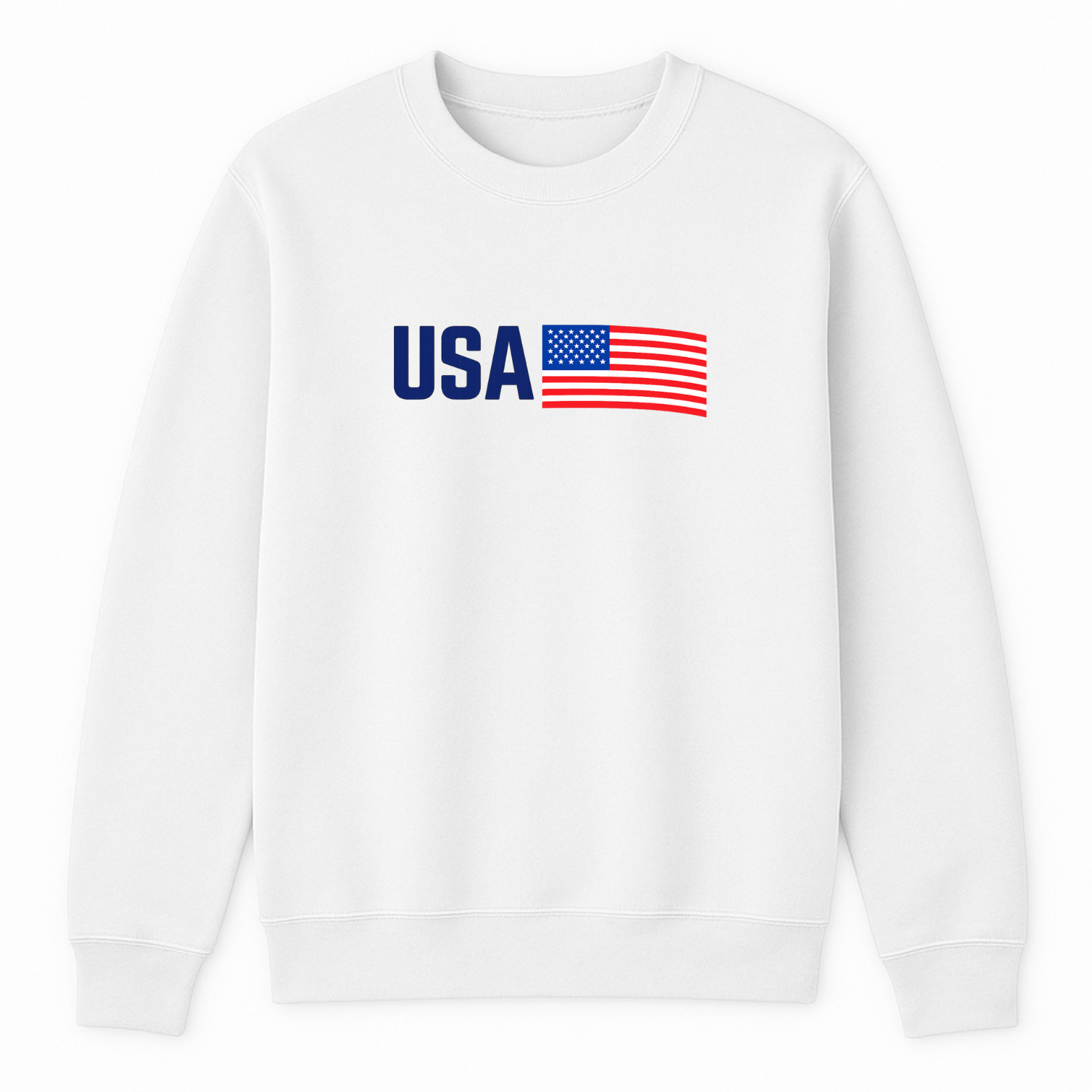 USA Crewneck Sweatshirt - White mockup