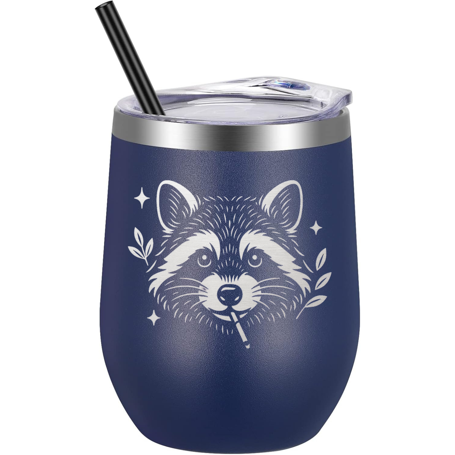 Cool Raccoon Wine Tumbler - Navy