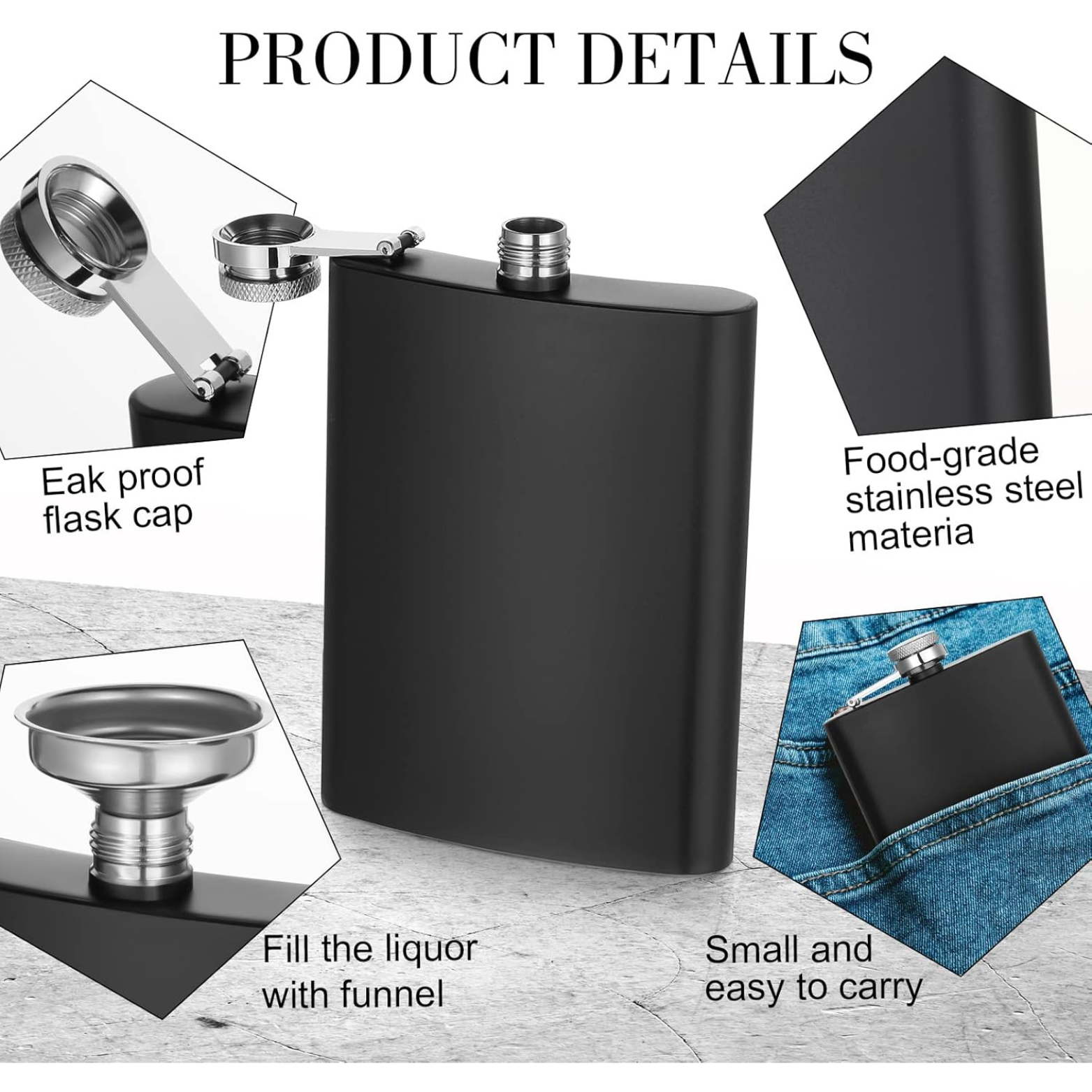 Puerto Rico Flask - size and cap details