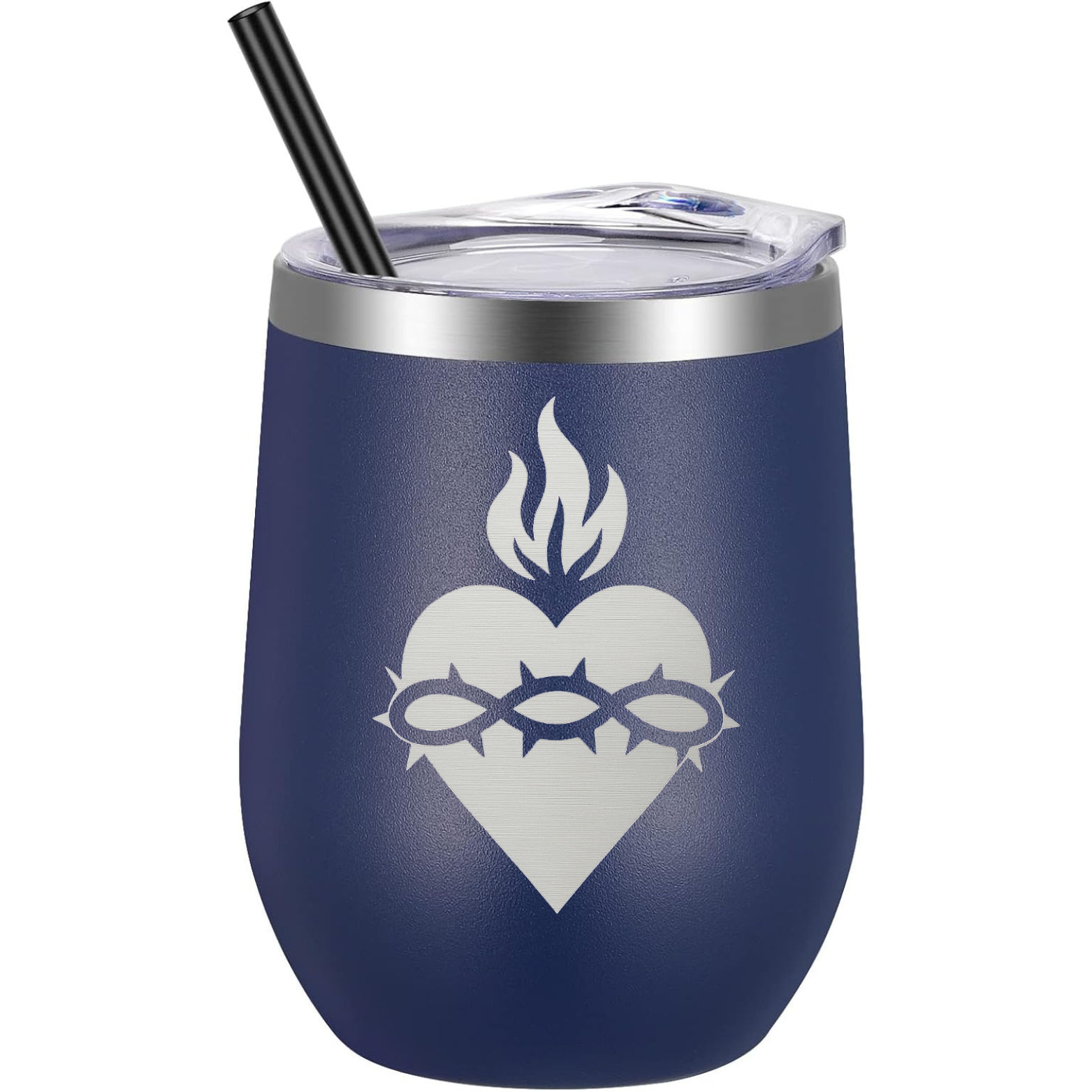Sacred Heart Wine Tumbler - Navy