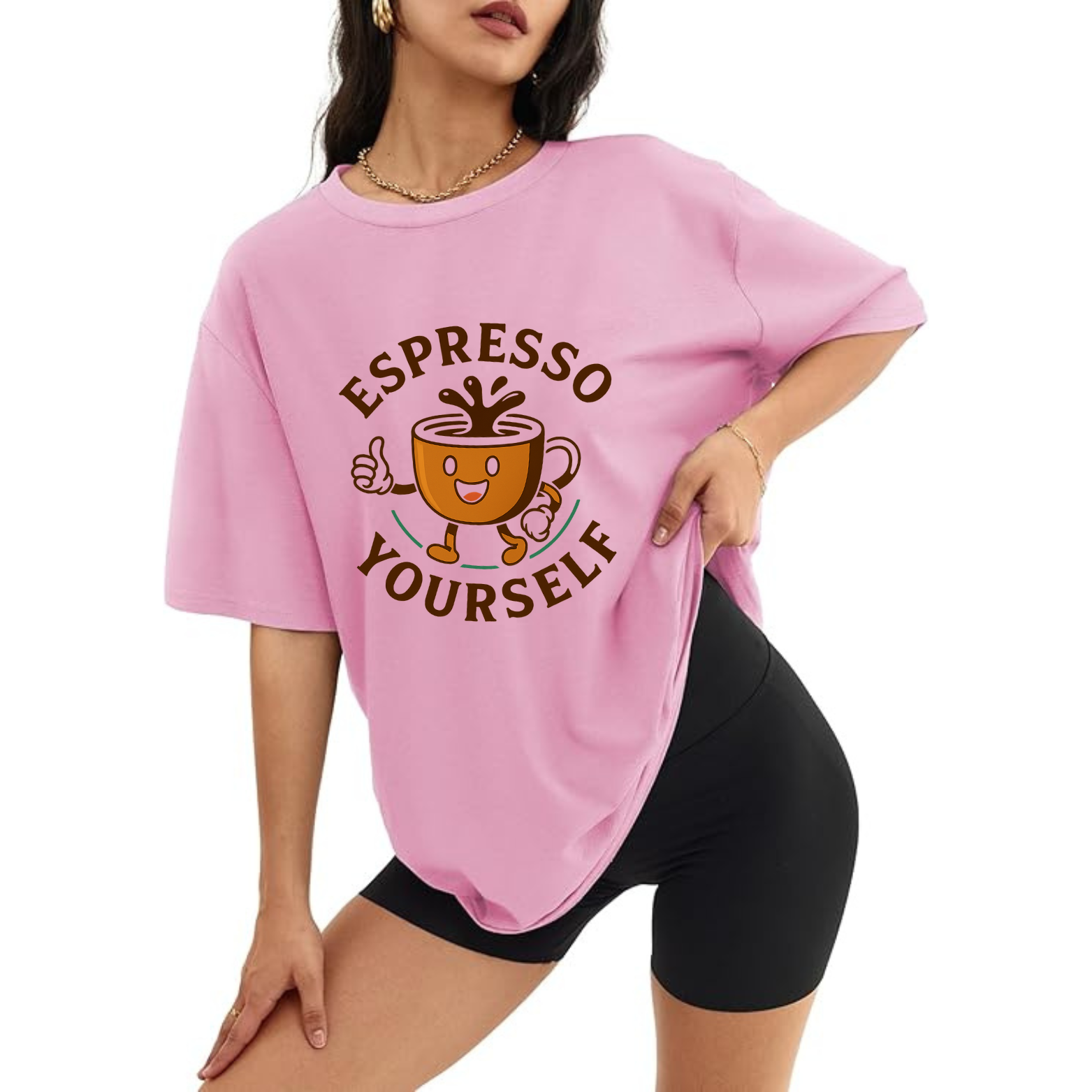 Espresso Yourself Women's Oversized Tee - Pink