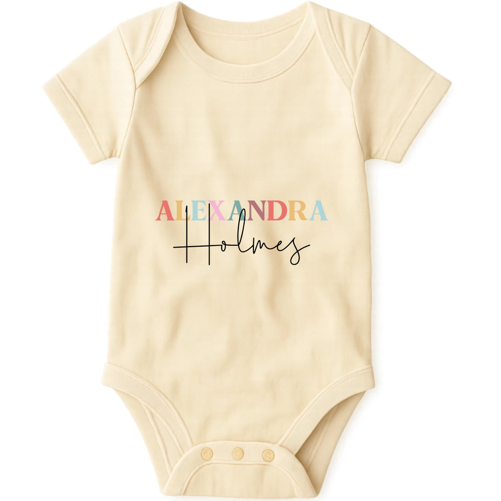 Colorful Name Baby Onesie hero product mockup