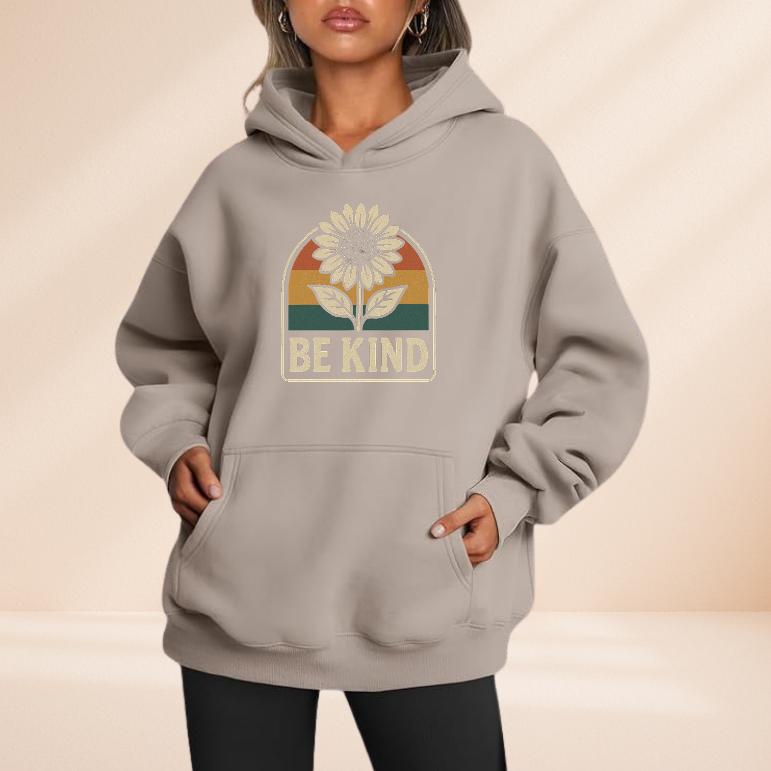 Be Kind Hoodie – Retro Sunflower Graphic Sweatshirt – Positive Inspirational Gift