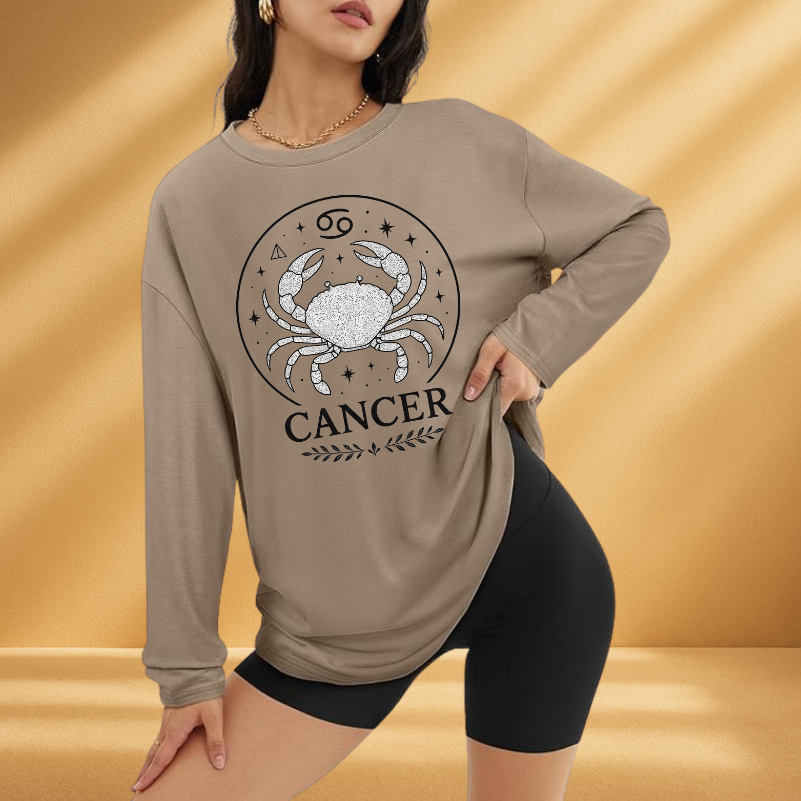 Cancer Long Sleeve Tee – Zodiac Astrology Horoscope Graphic Shirt