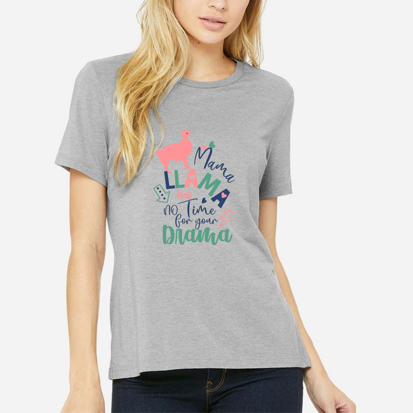 Mama Llama Women's Ultra-Premium Triblend T-Shirt - Heather Grey front mockup