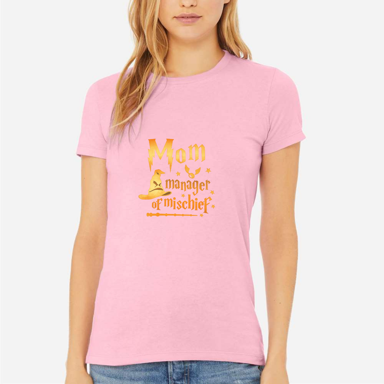 Mom Manager Of Mischief Women's Ultra-Premium Triblend T-Shirt - Heather Grey front mockup