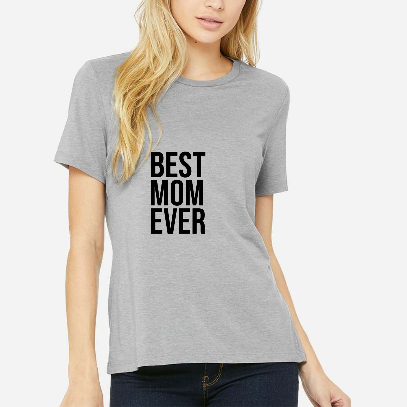 Best Mom Ever Women's Ultra-Premium Triblend T-Shirt - Heather Grey front mockup